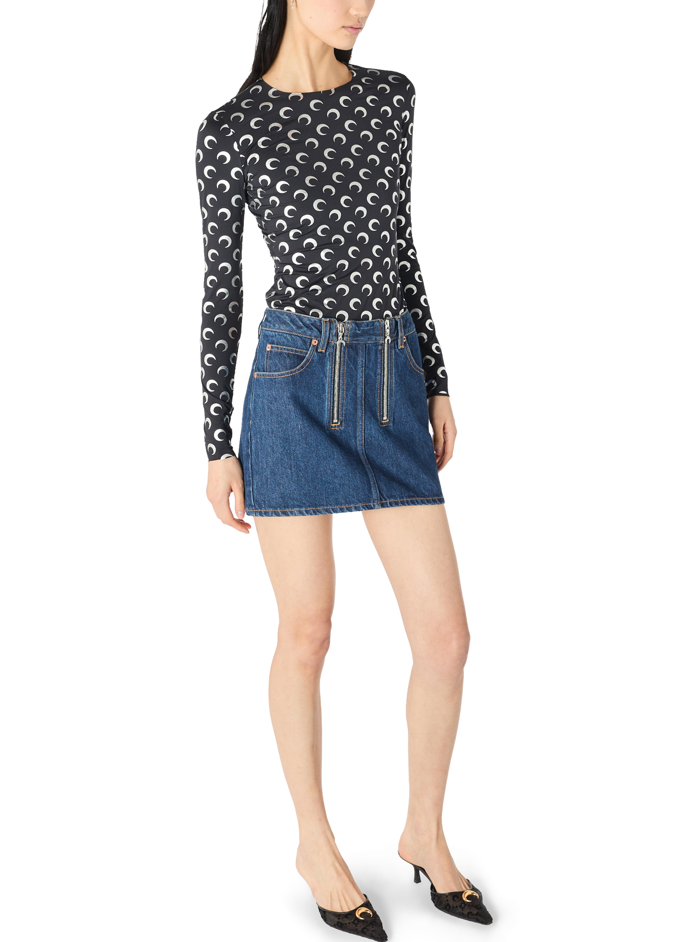 Midnight blue zipped mini skirt MARINE SERRE Blue