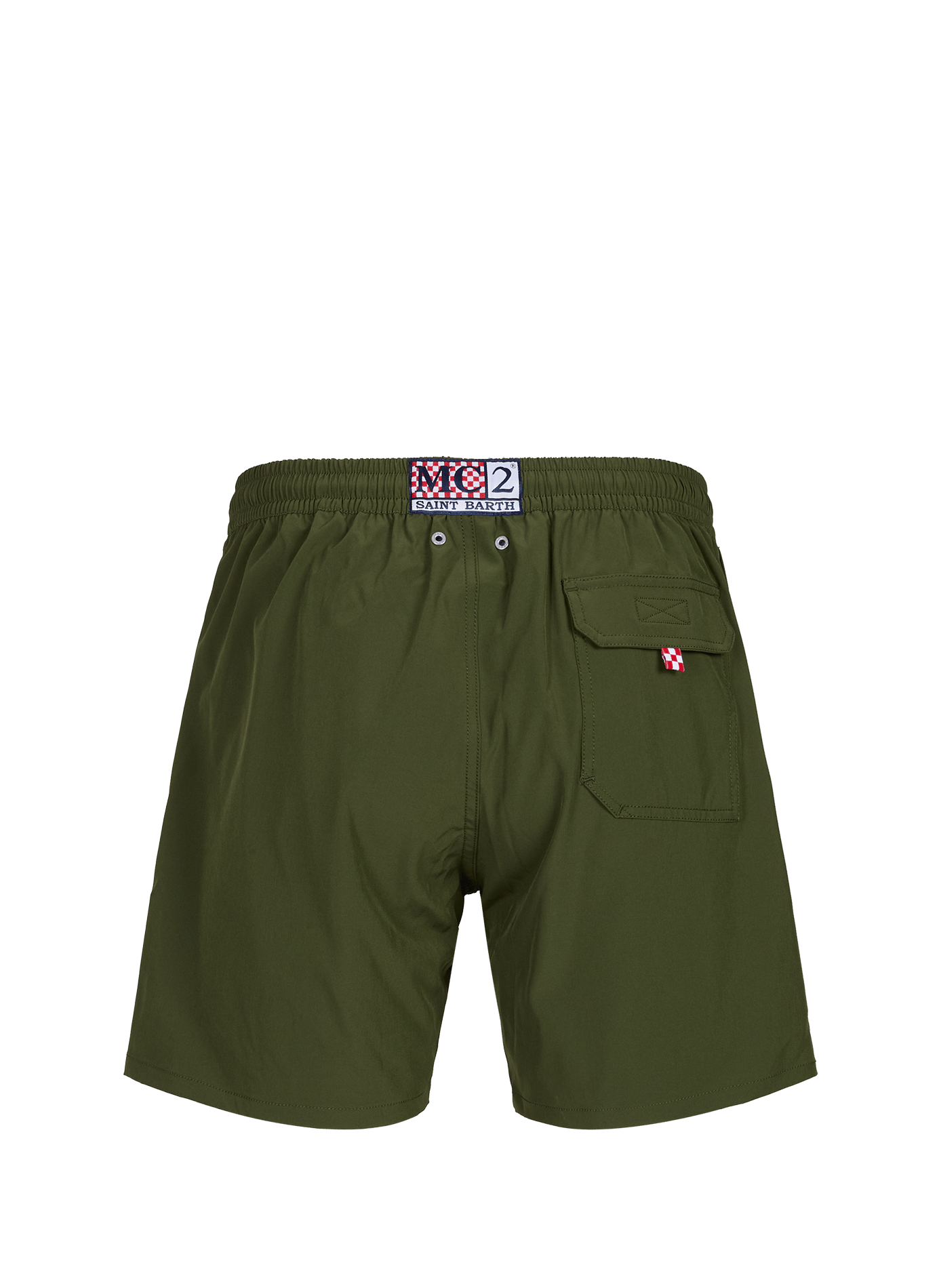 Bañador corto liso con bordado MC2 SAINT BARTH Caqui