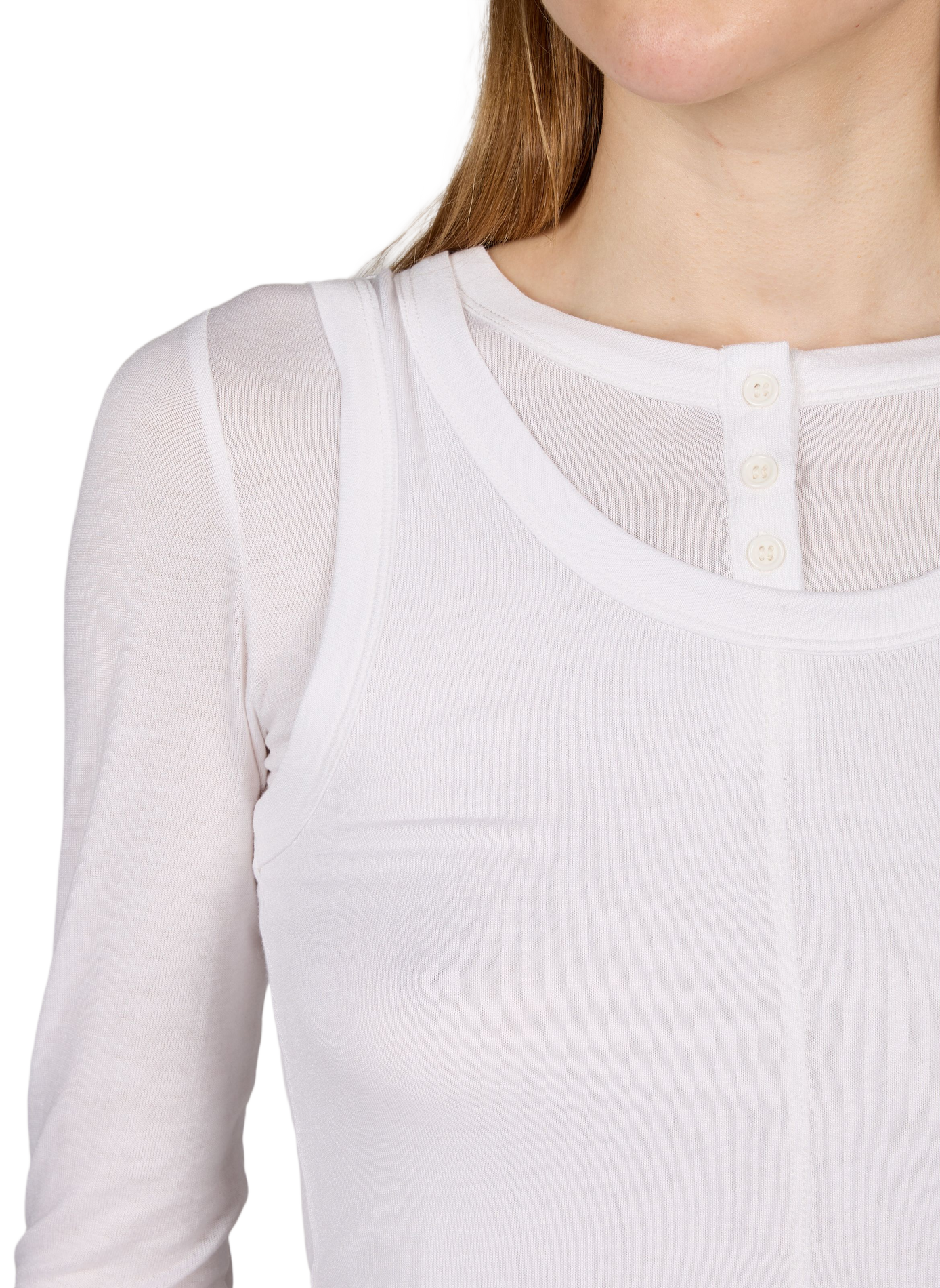 Solid Layered T-shirt BAUM UND PFERDGARTEN White
