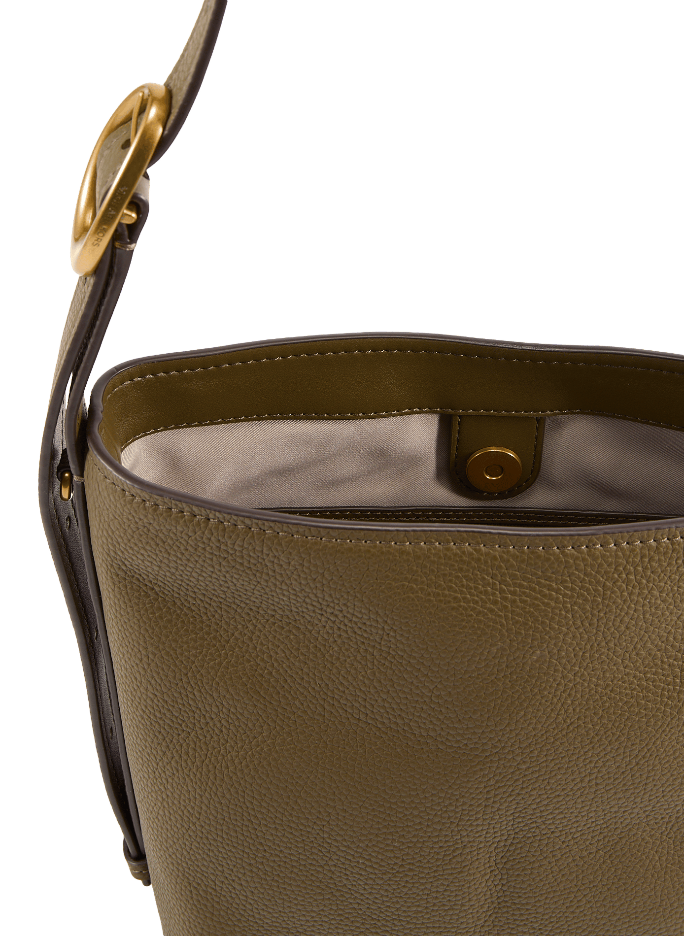 Bucket bag with chain detail in grained leather MICHAEL KORS Brown