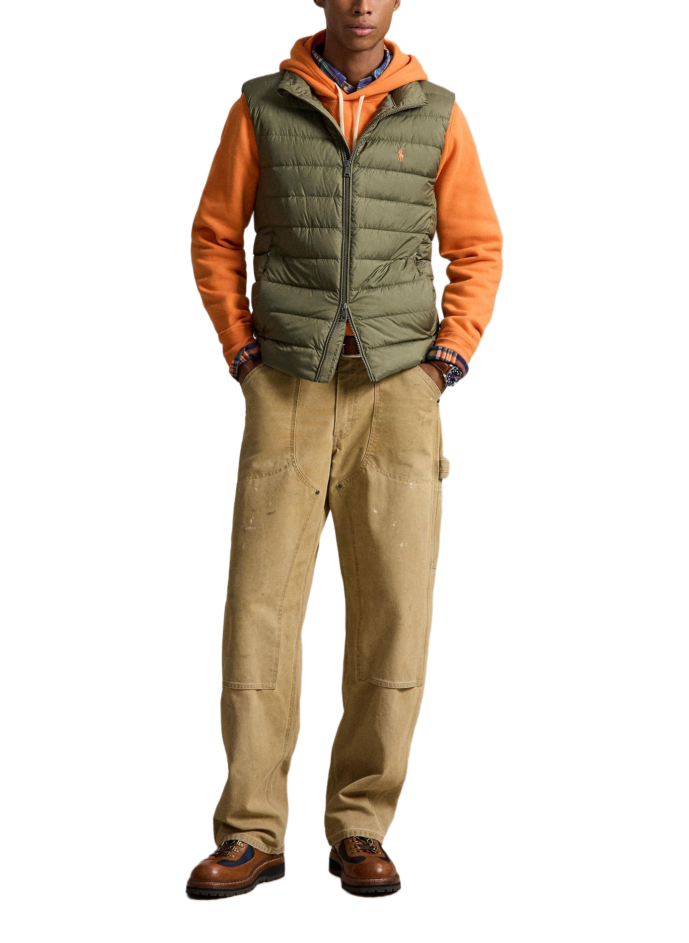 Blouson droit col montant sans manches matelassé POLO RALPH LAUREN Vert