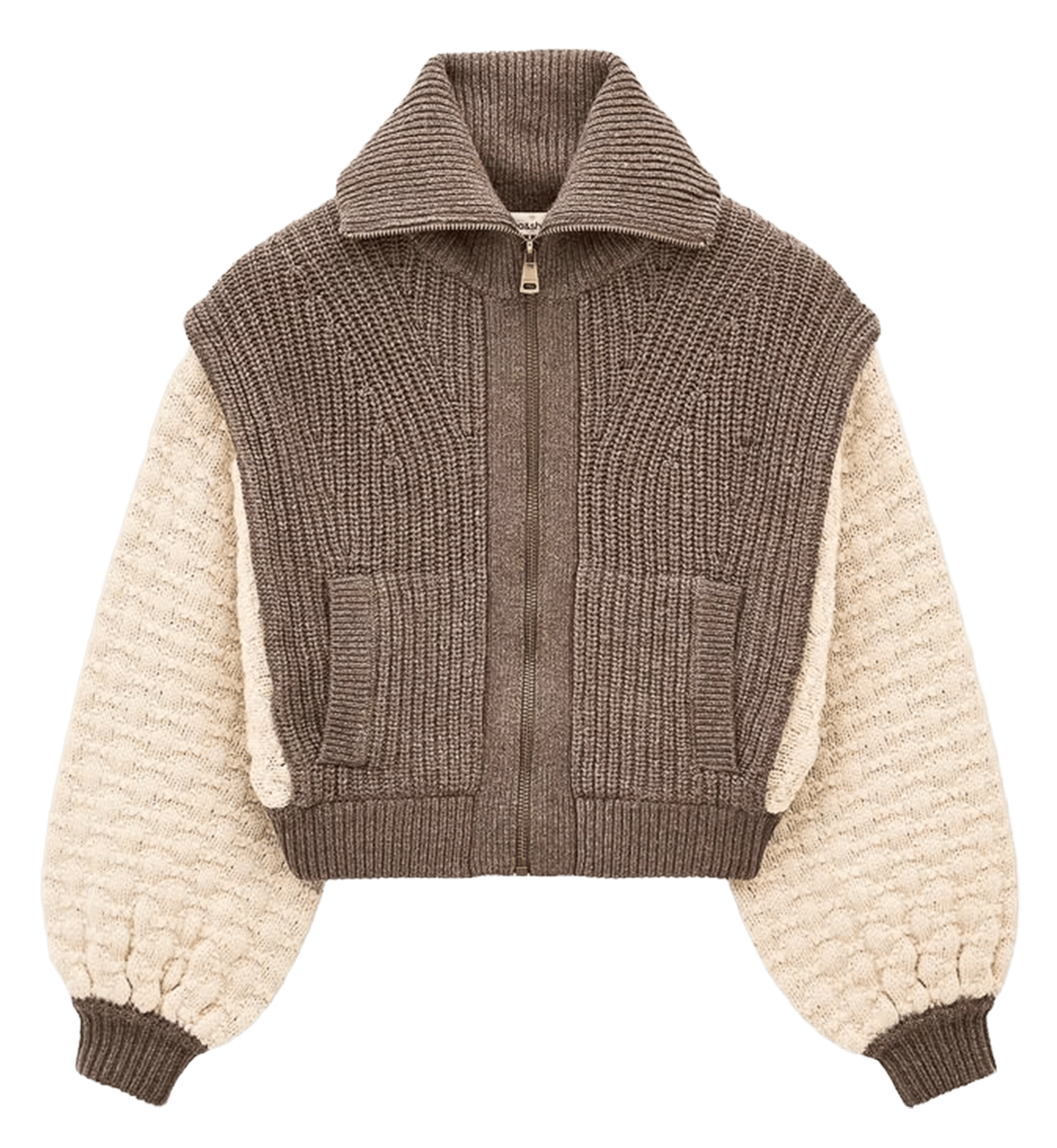 Cardigan col camionneur en laine mélangée essen BA&SH Beige