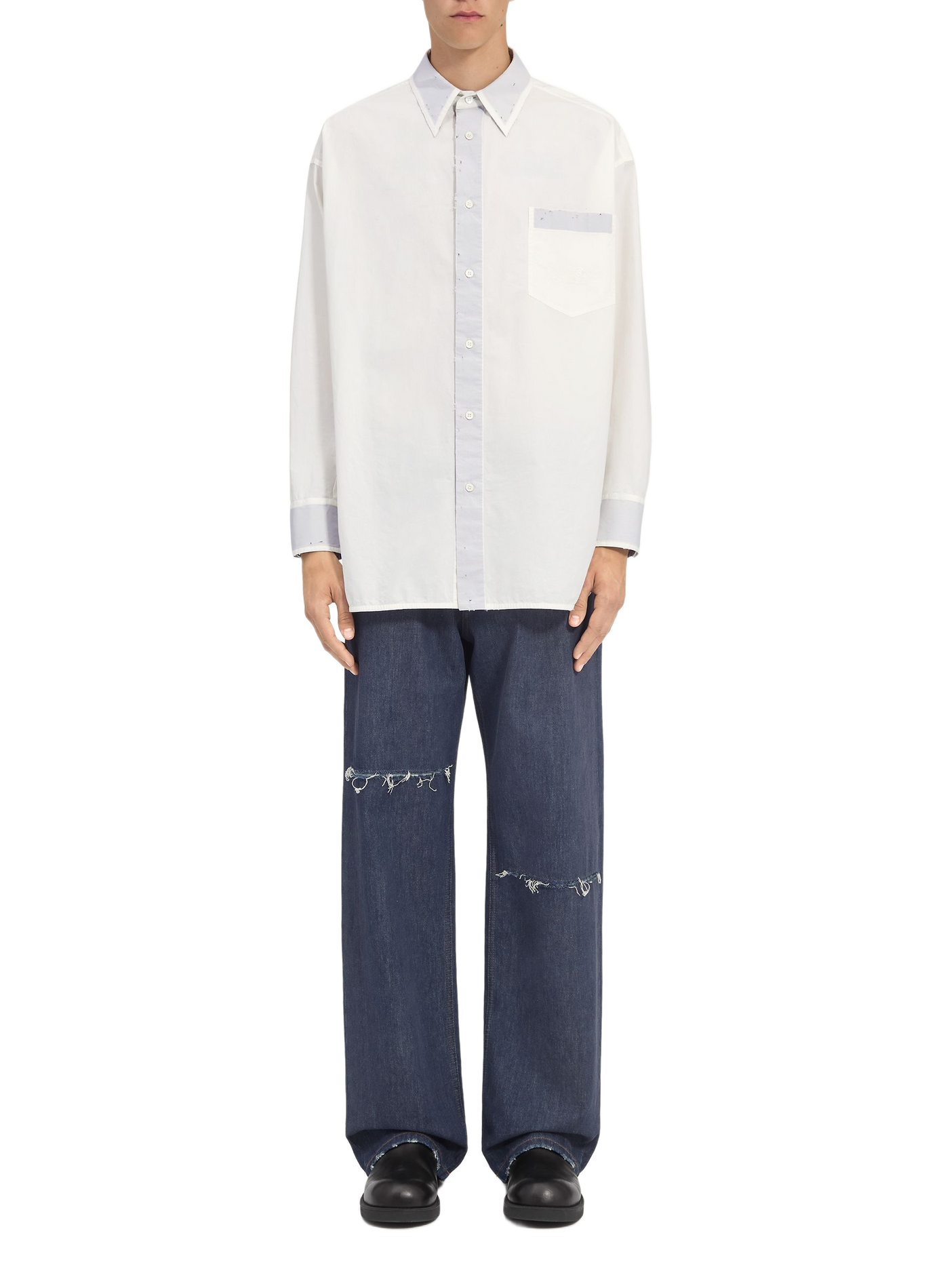 Chemise ample unie en coton MAISON MARGIELA Noir