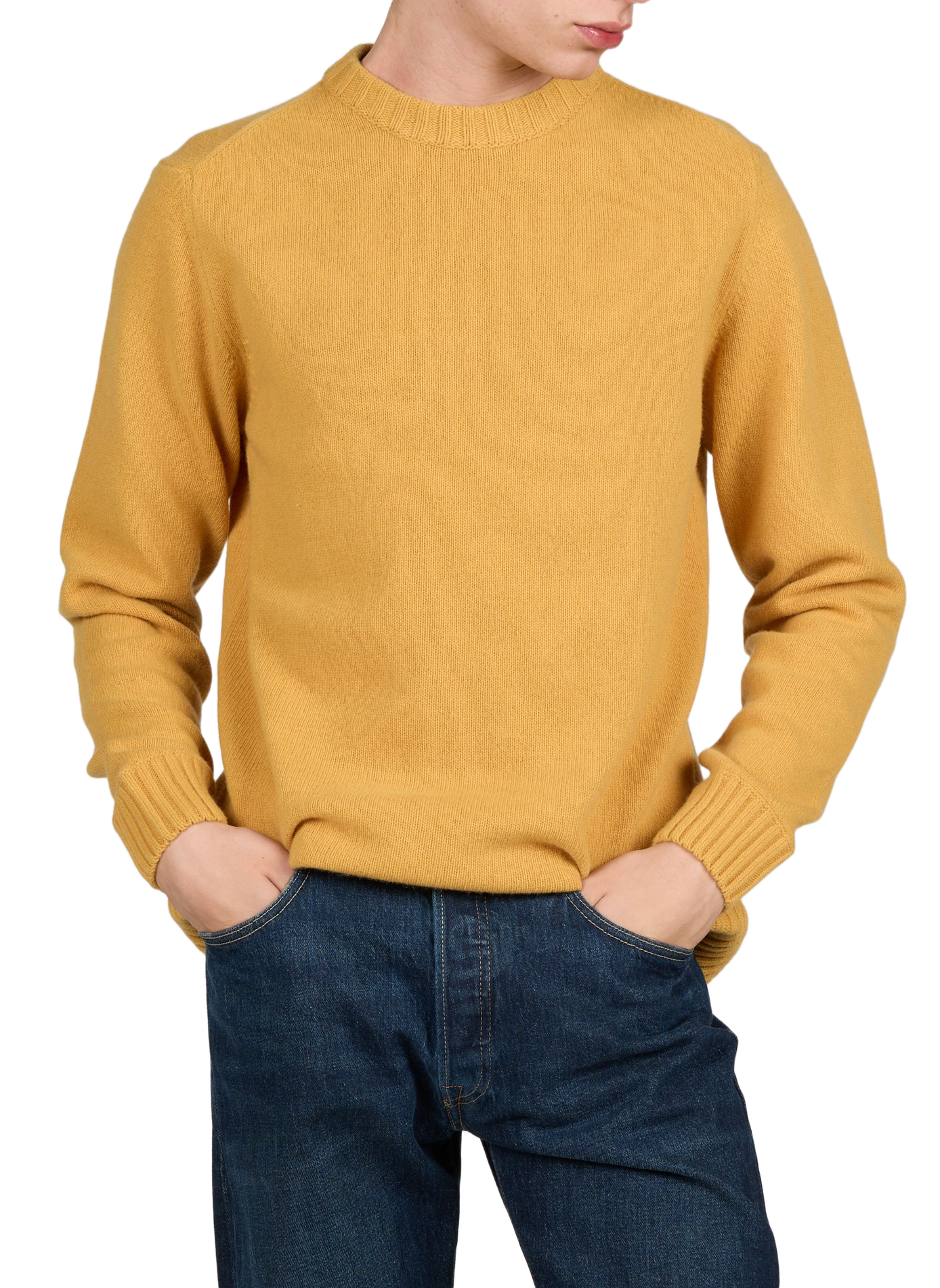 Pull droit col rond en laine mélangée | Jaune LAFAURIE Homme
