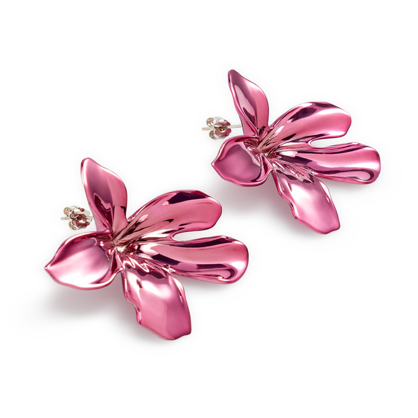 Hugo Kreit Floral Studs Earrings In Pink