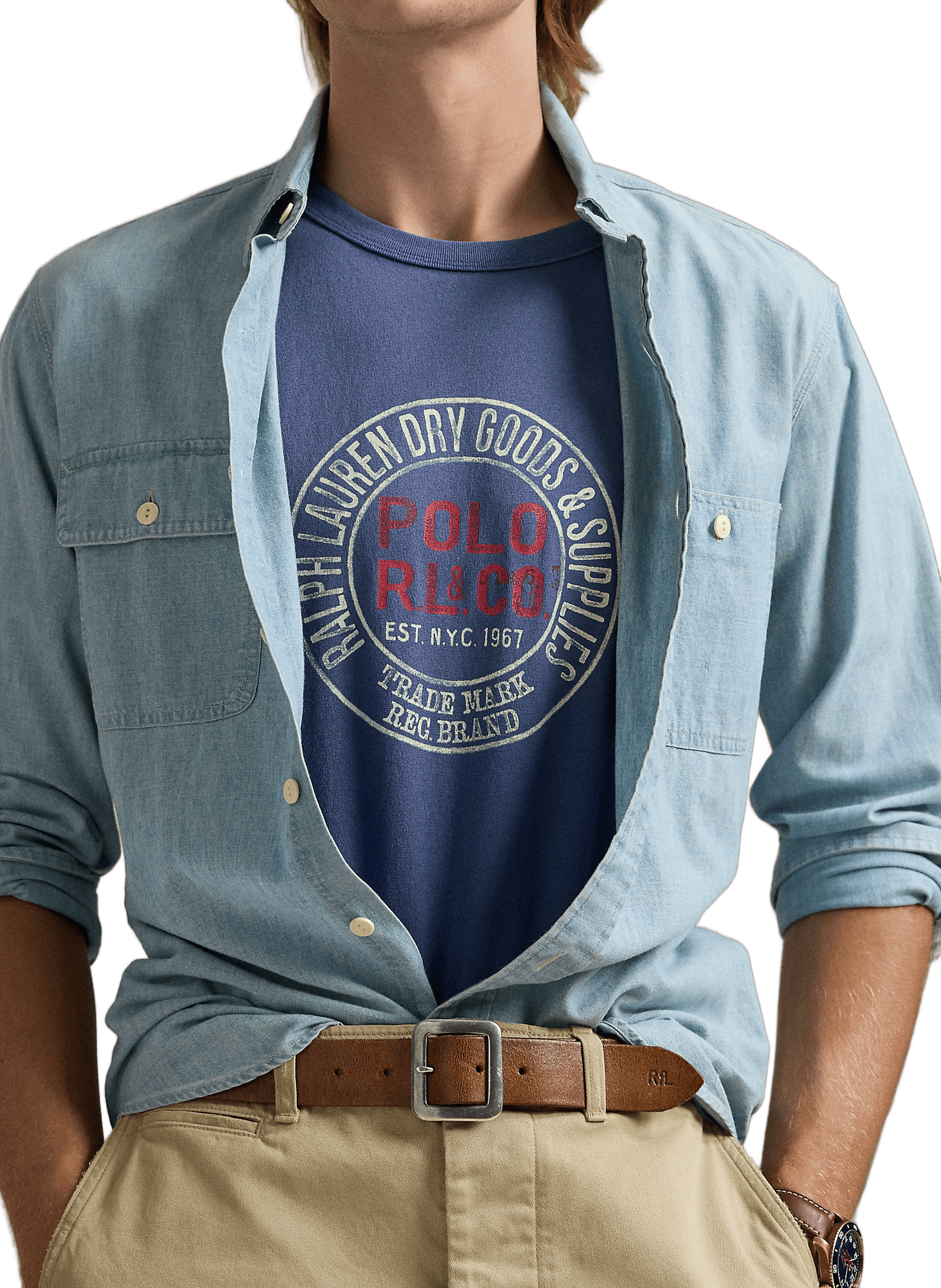 T-shirt à motif en coton POLO RALPH LAUREN Bleu