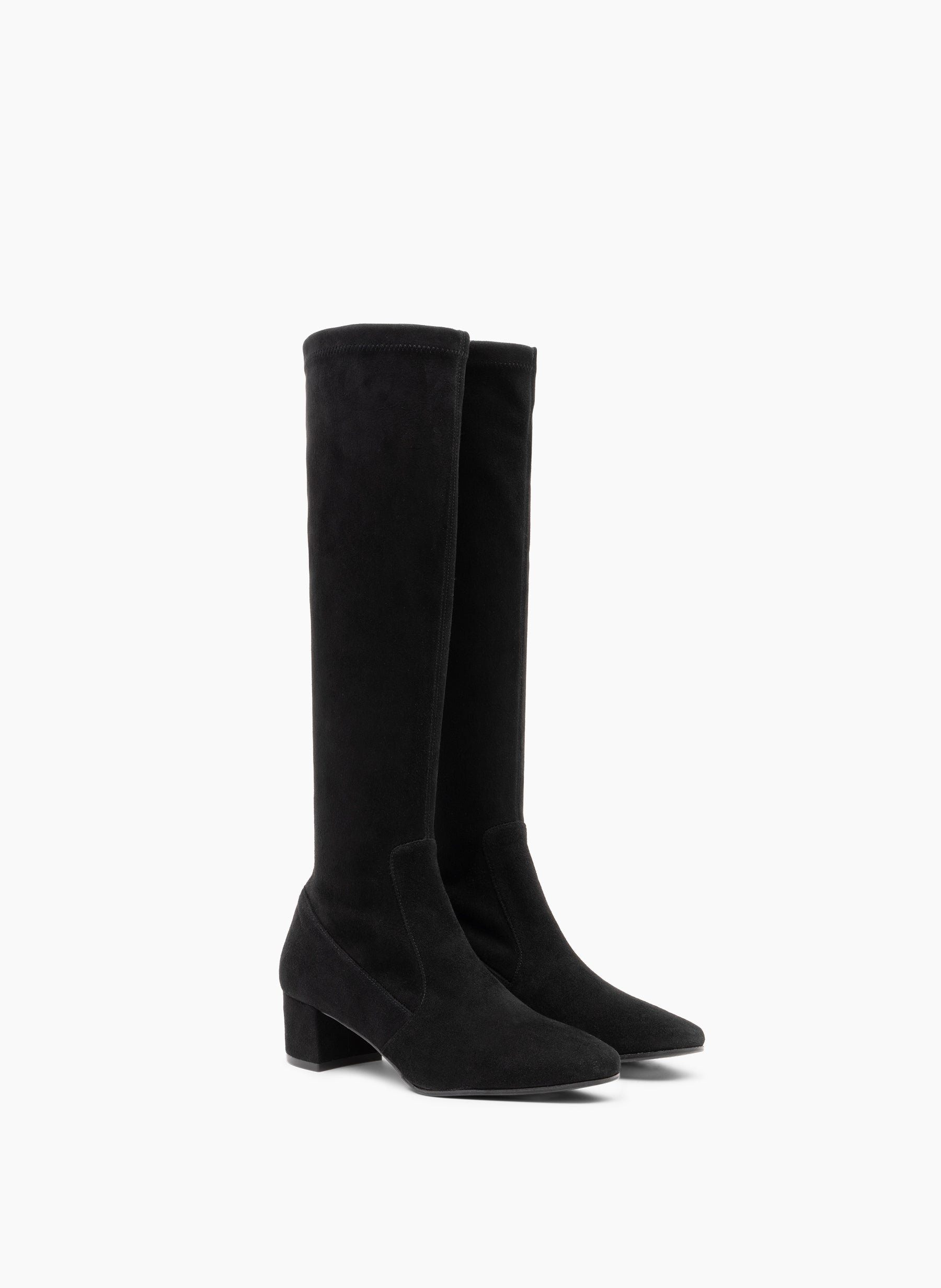 BOTTES VICTORIA EN VELOURS STRETCH PARALLELE Noir