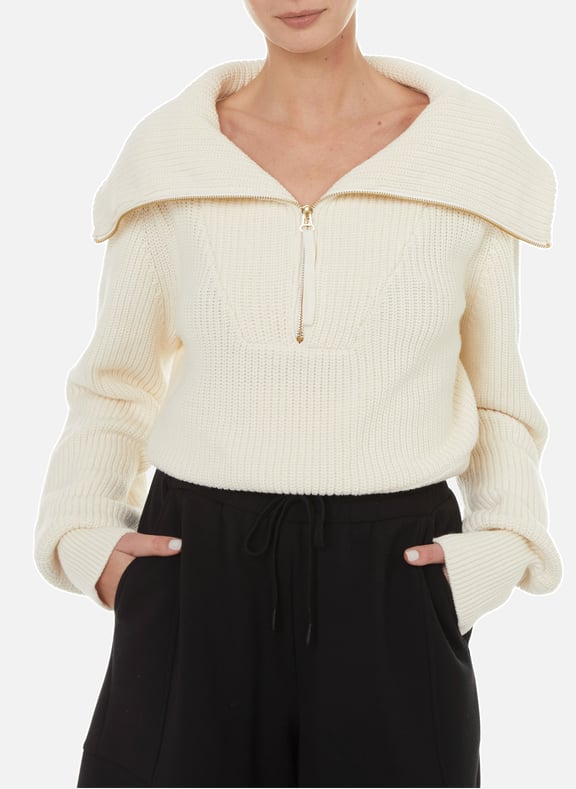 Pull à col zippé en coton Beige by VARLEY VARLEY Pull à col zippé en coton Beige
