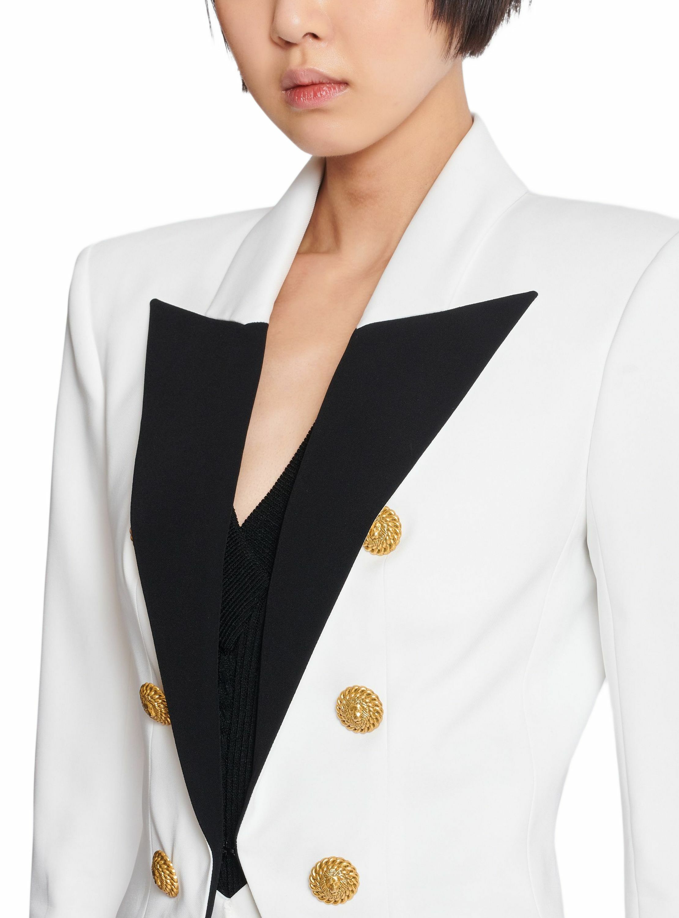 Veste 6 boutons bicolore BALMAIN Blanc