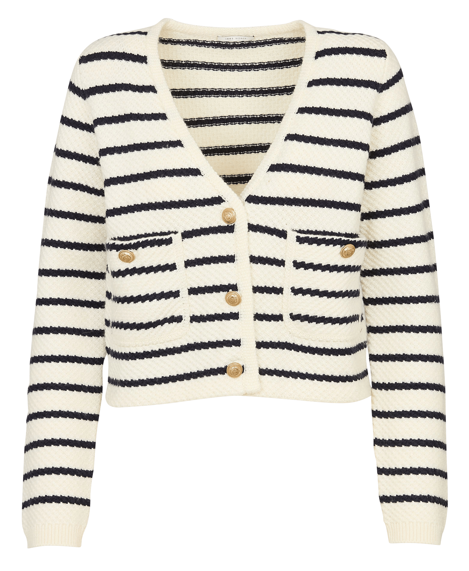 Cardigan droit col v à rayures IKKS Bleu