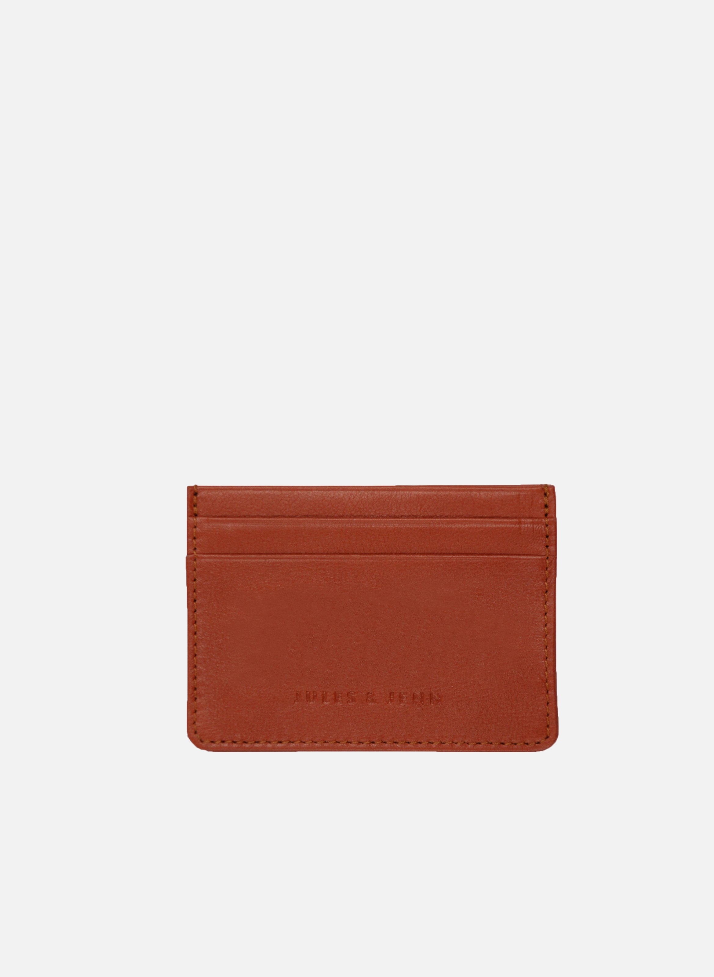 JULES & JENN Porte-cartes cuir lisse Orange