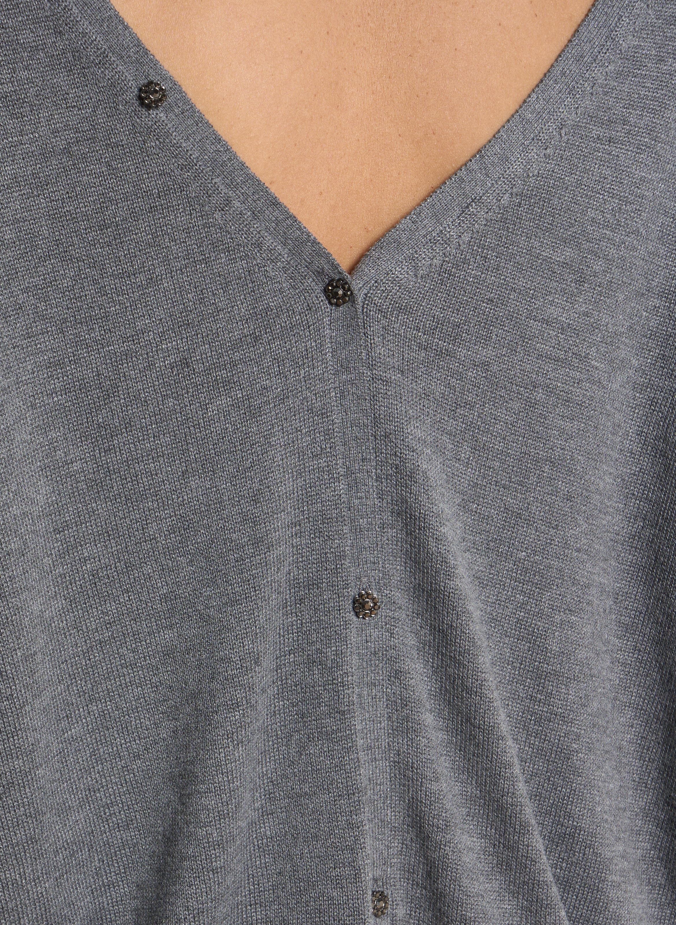 Cardigan oversize col v IKKS Gris