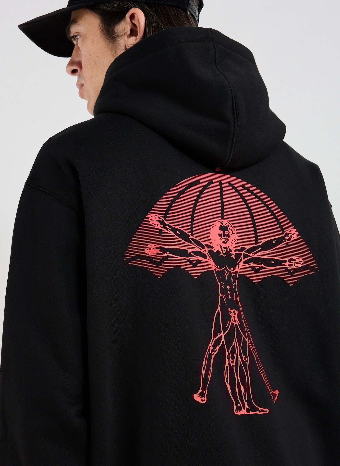 Oversized hooded sweatshirt in mixed cotton HELAS CAPS Blue