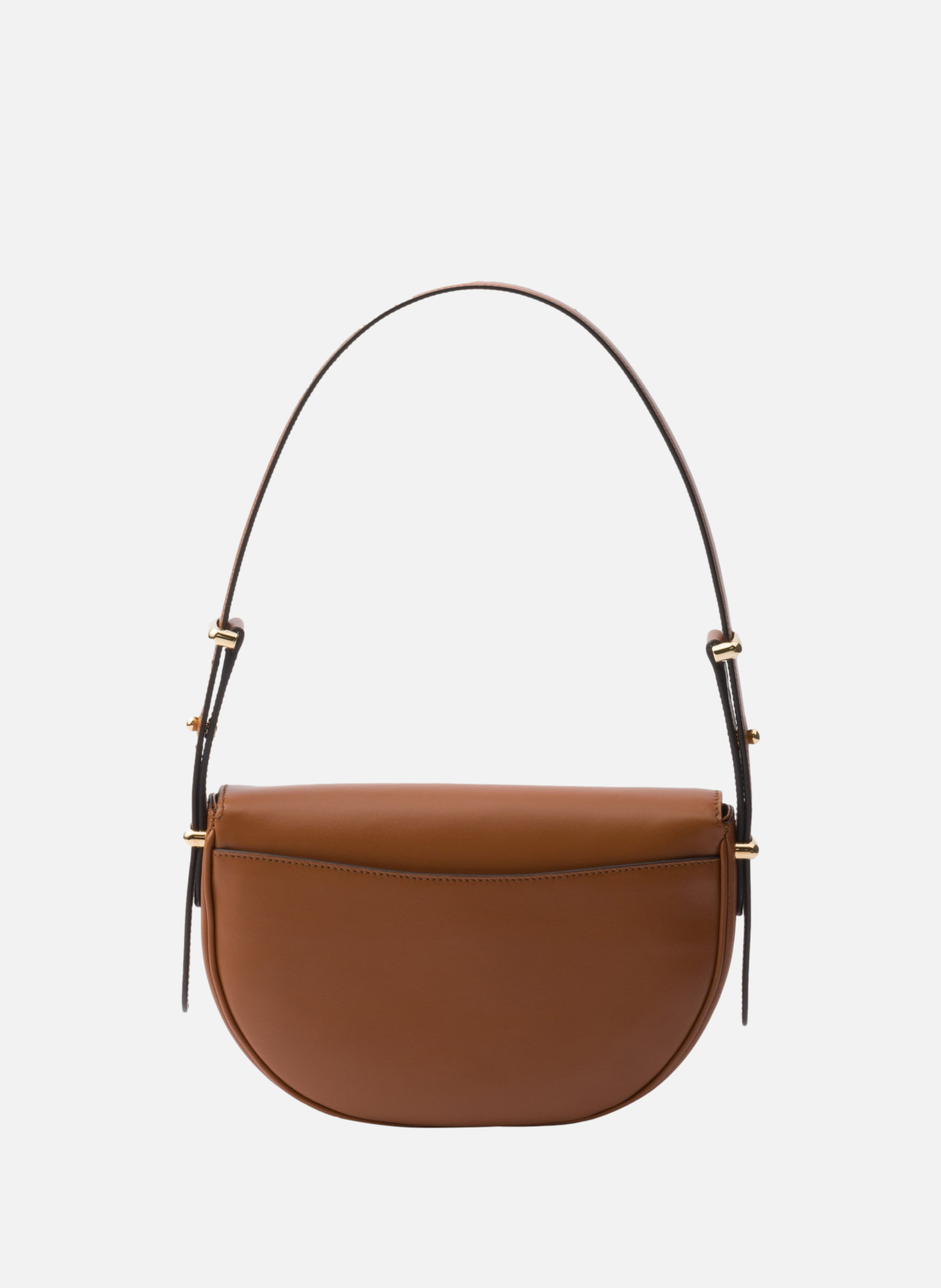 Sac porté épaule prada arqué à rabat en cuir PRADA Marron