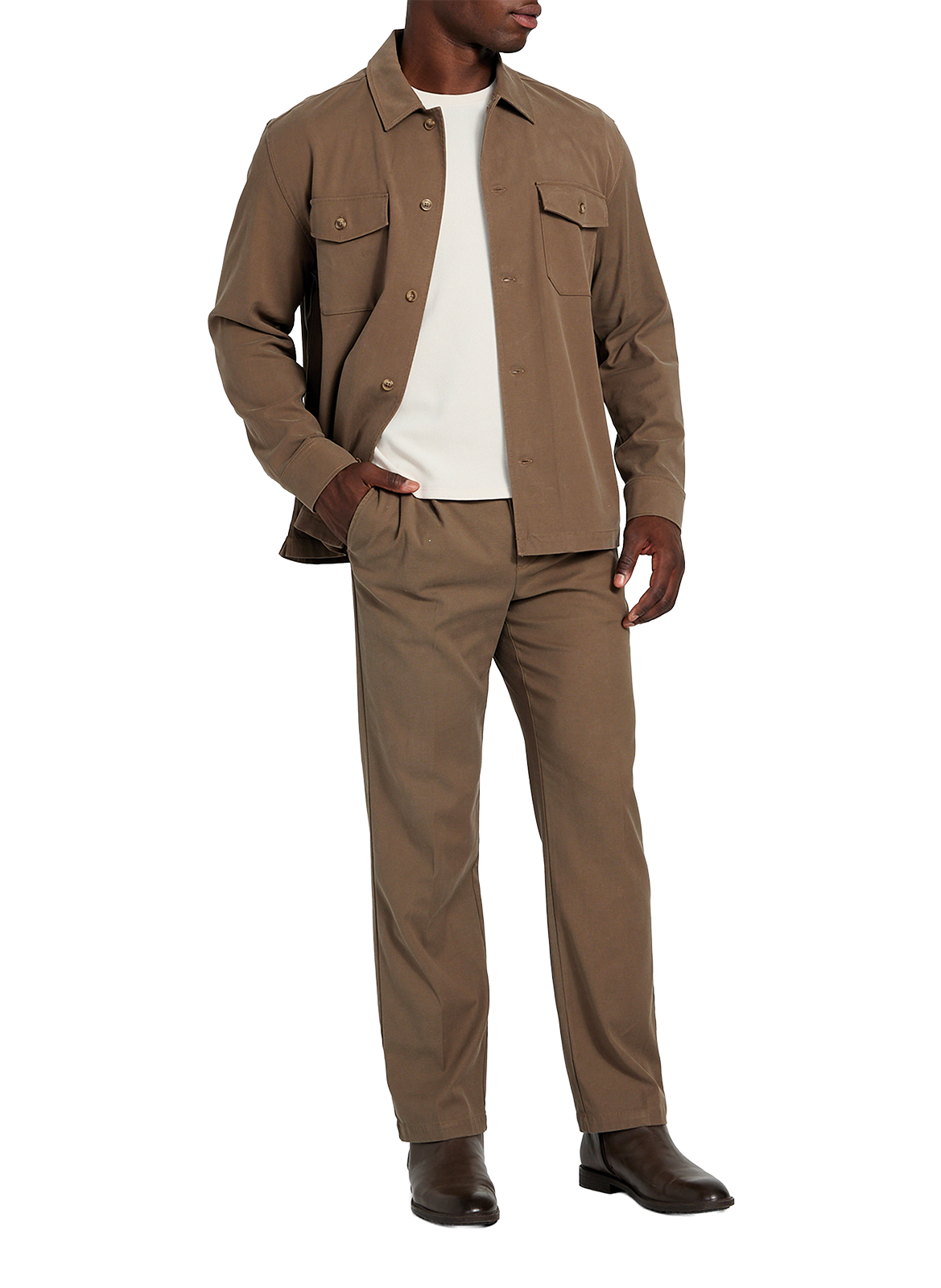 Chemise droite à poches GUESS Marron