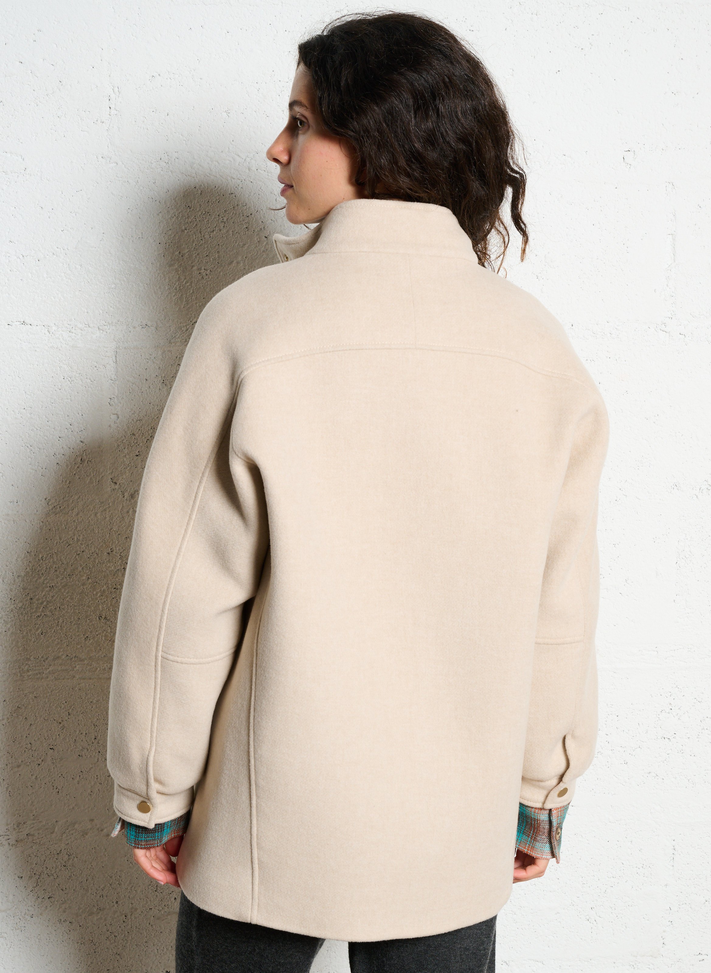 Manteau droit uni boutonné damien MAISON 123 Blanc