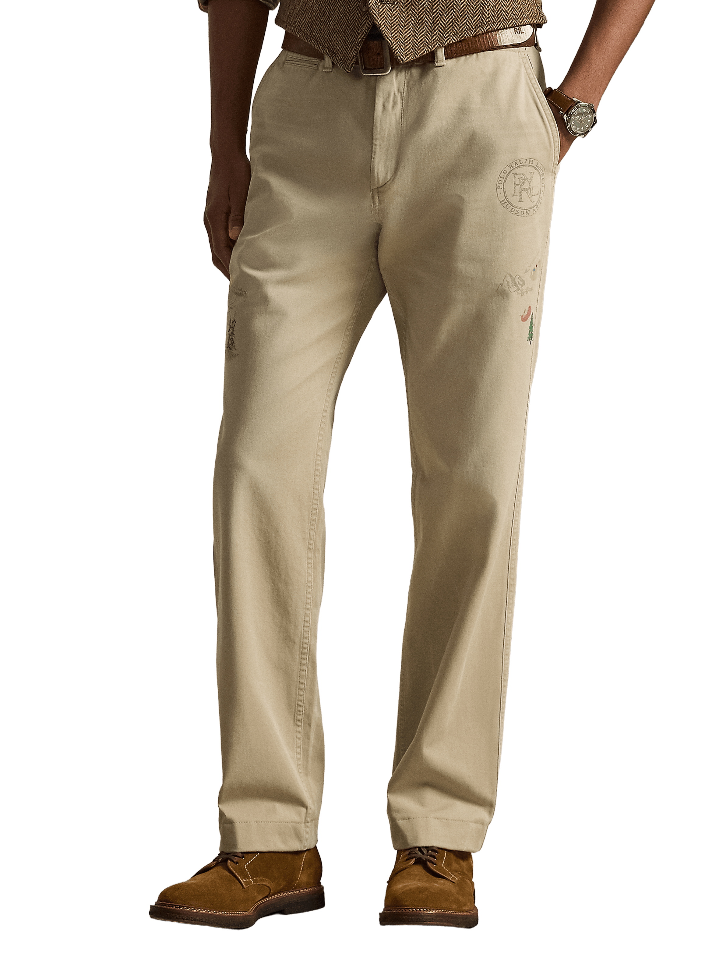 Pantalon droit imprimé en coton POLO RALPH LAUREN Beige