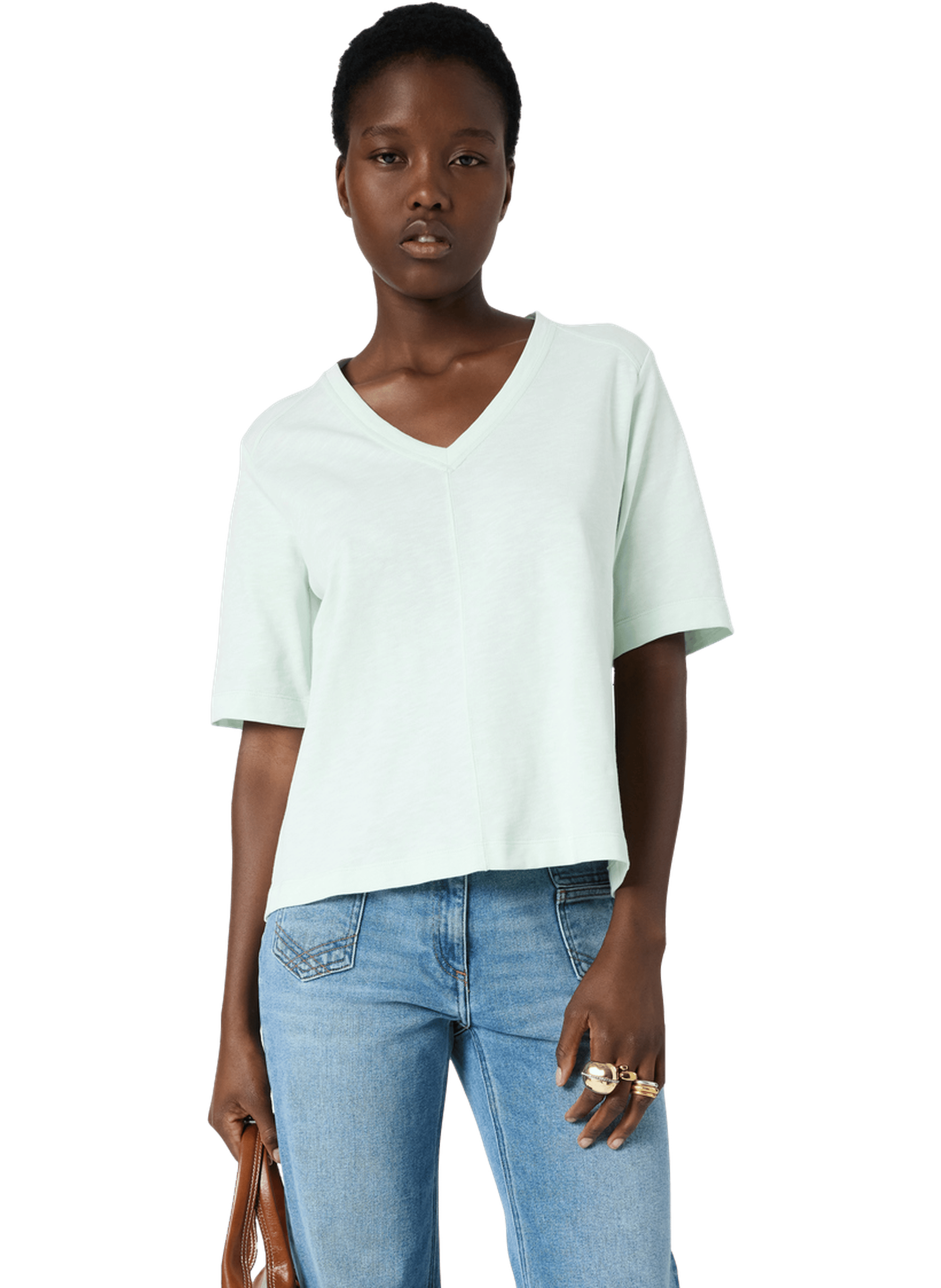 T-shirt V en coton - MARISA GERARD DAREL Vert