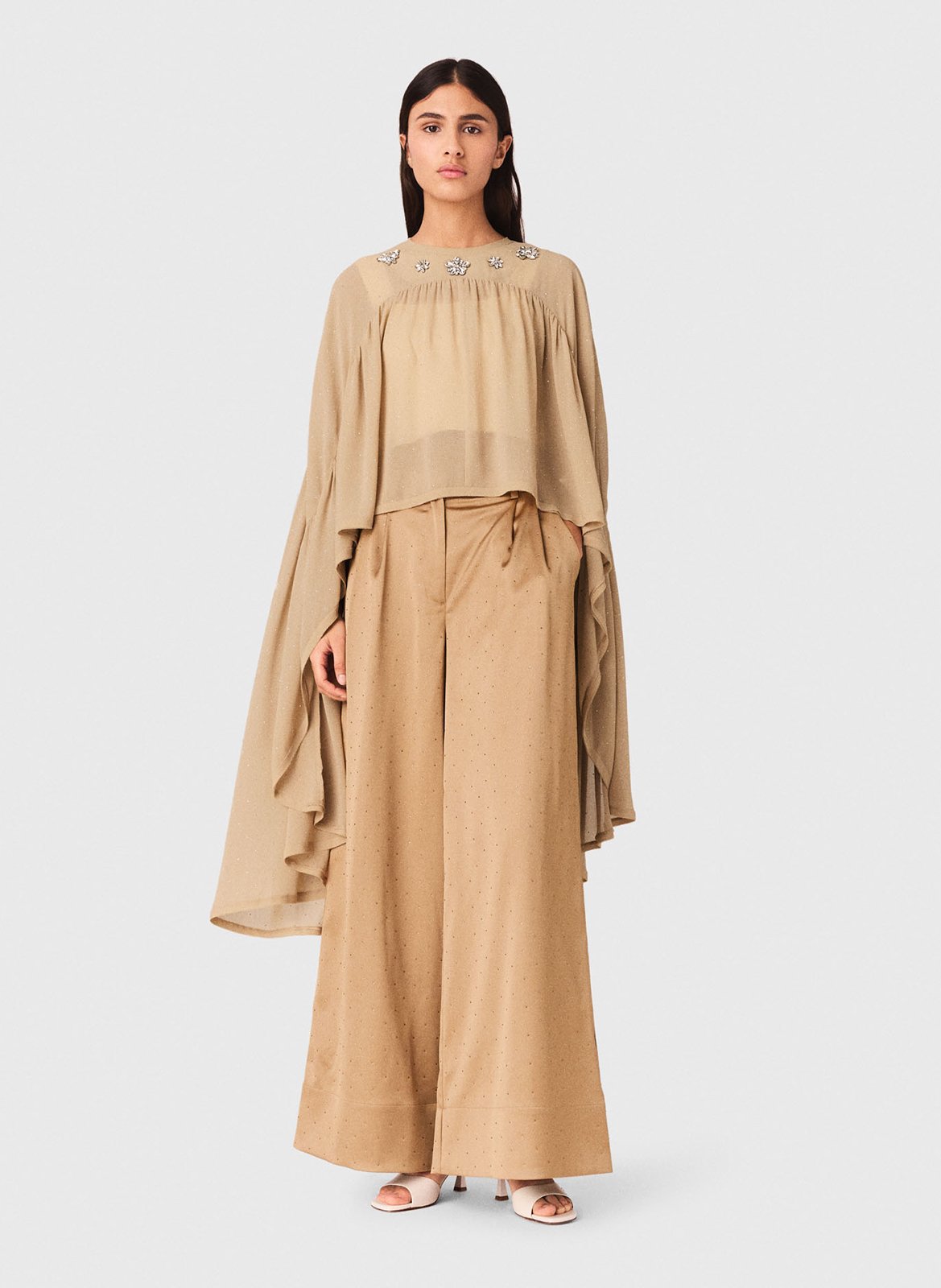 Top-cape ample strassé MAJE Beige