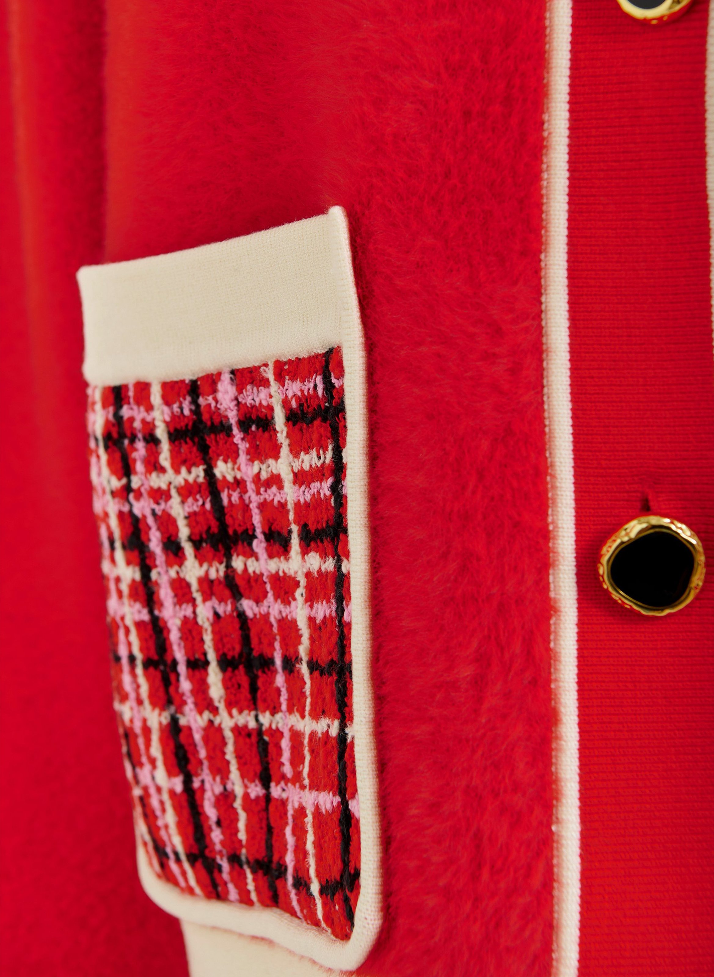 Veste oversize boutonnée à détail tweed Joilu ESSENTIEL ANTWERP Rouge