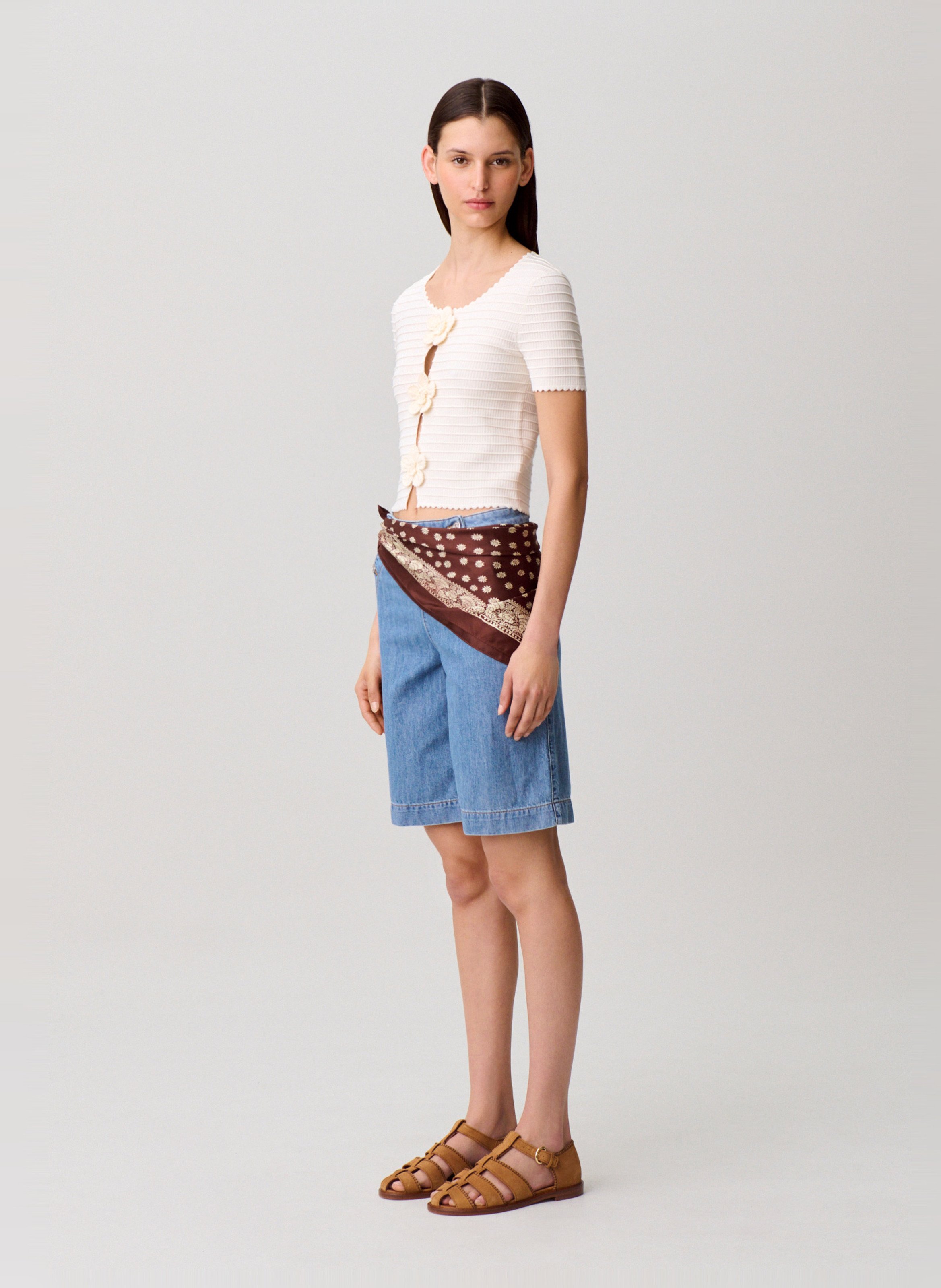 Pull droit col rond en maille CLAUDIE PIERLOT Beige