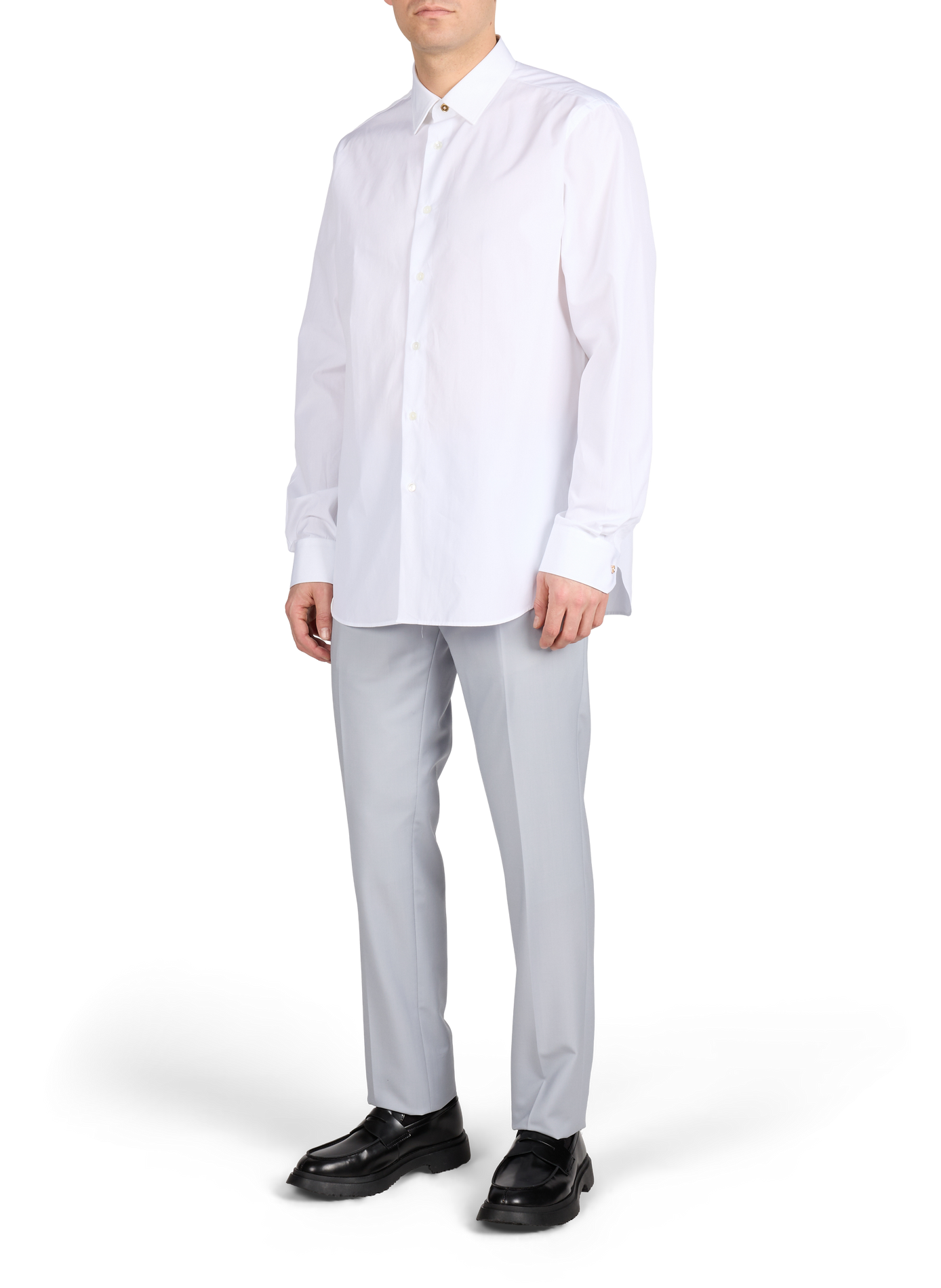 Chemise unie à col classique en coton PAUL SMITH Blanc