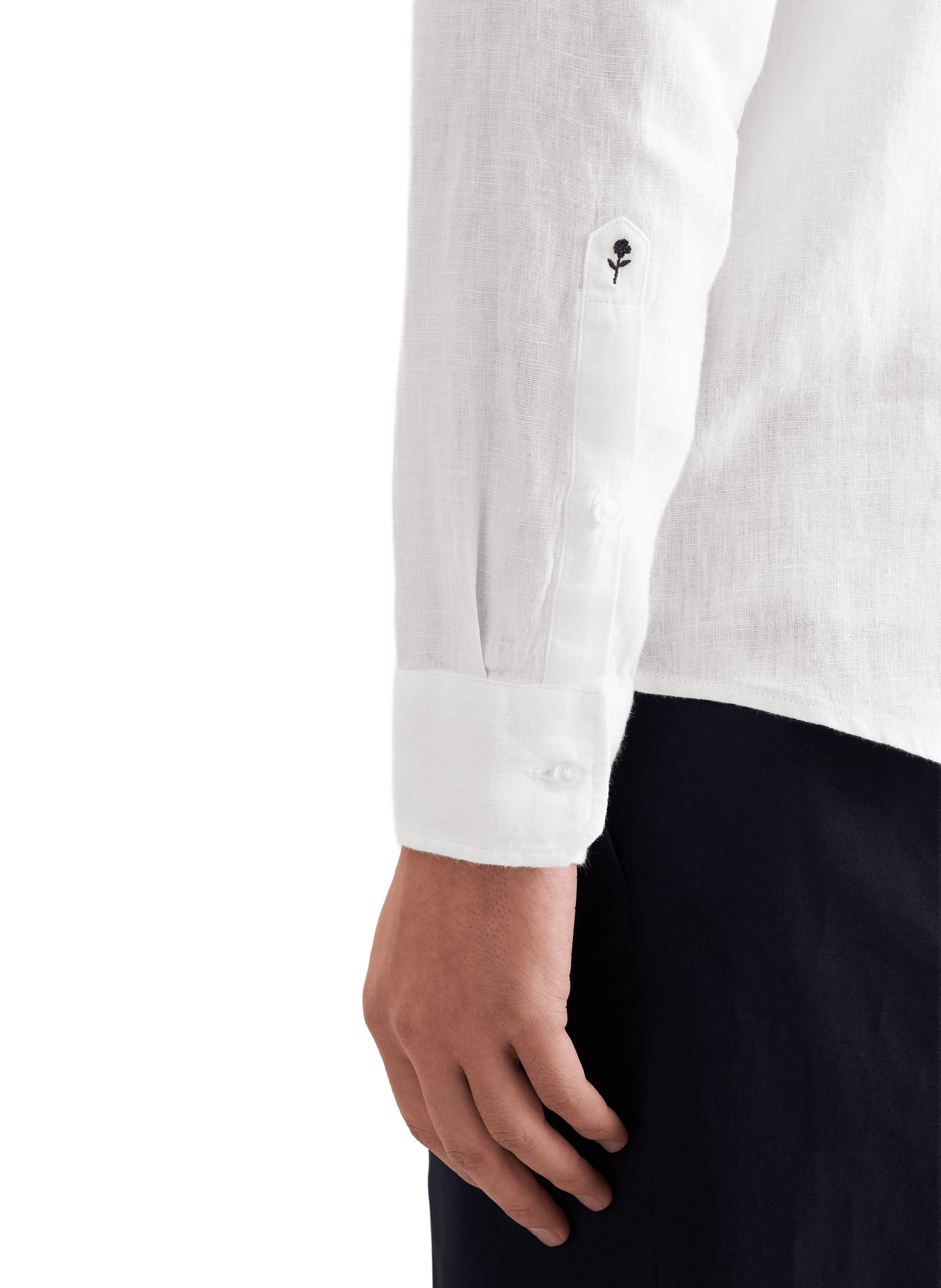 Chemise à col mao en coton SEIDENSTICKER Blanc