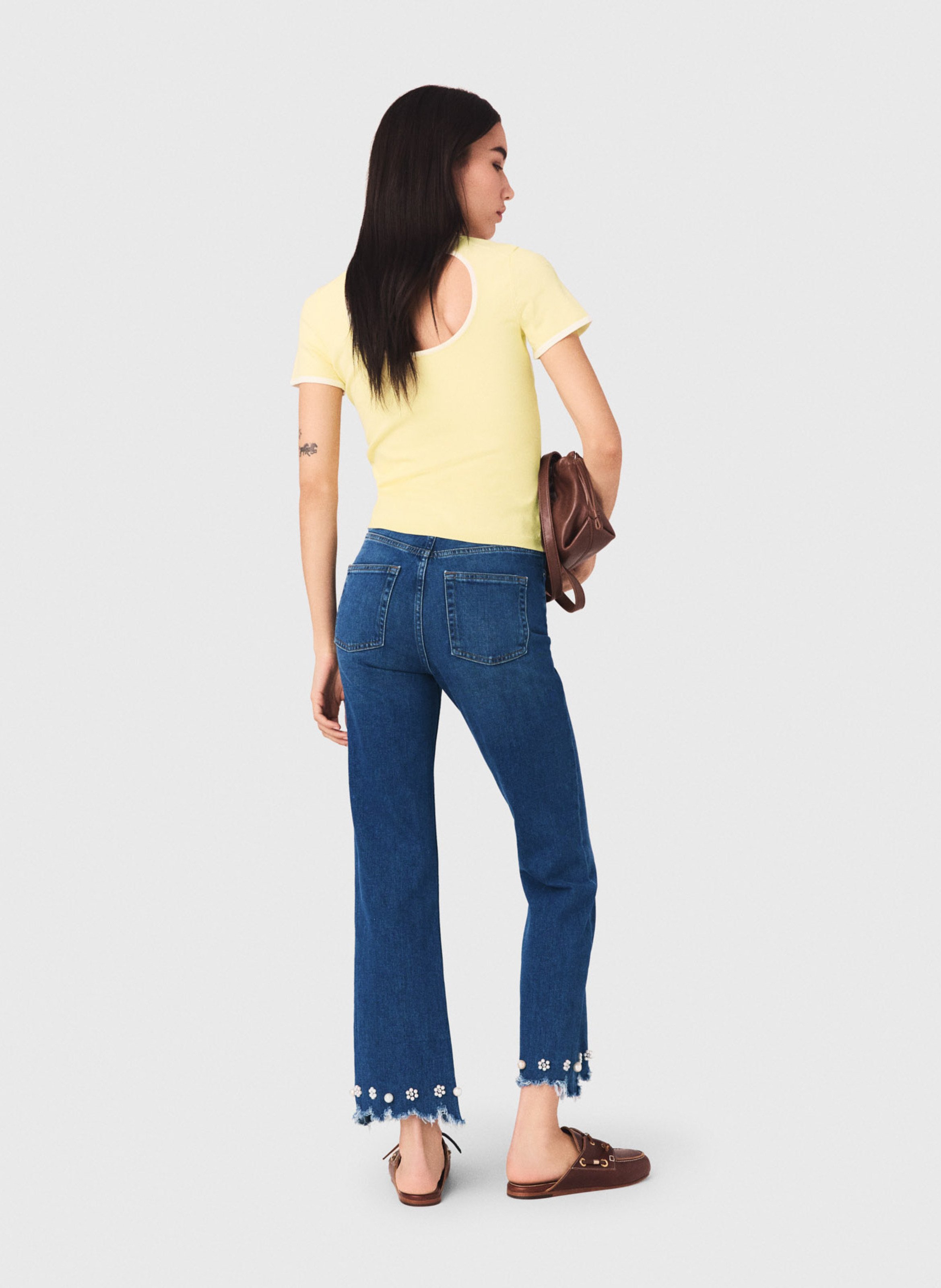 Jean droit en coton mélangé MAJE Bleu