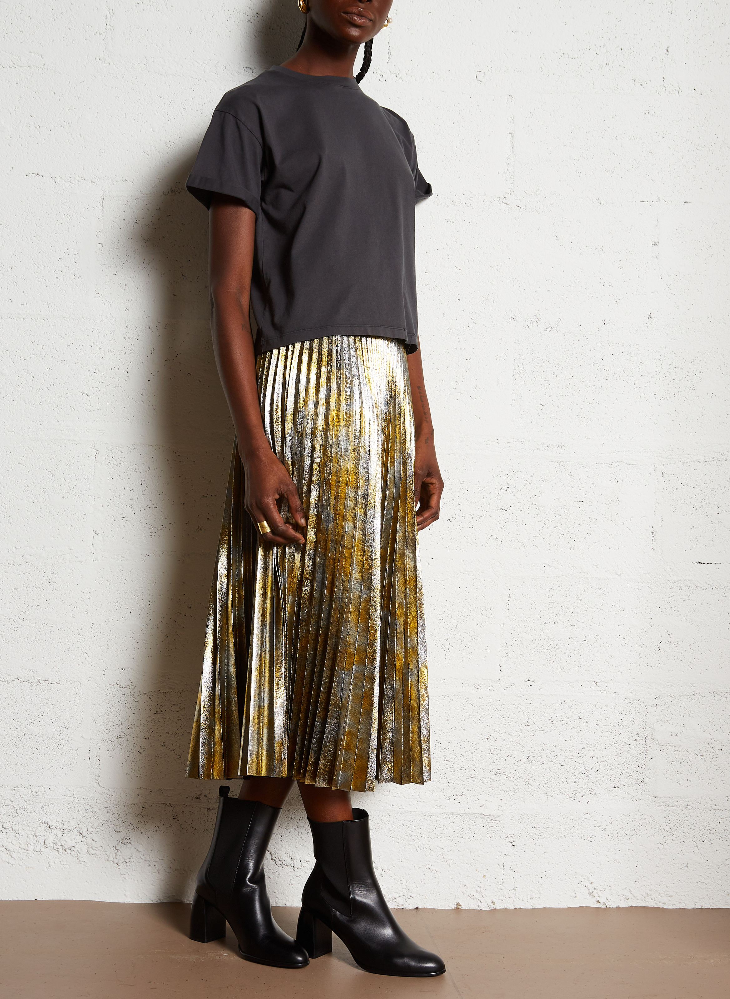 Tee-shirt col rond en coton rosie BA&SH Noir