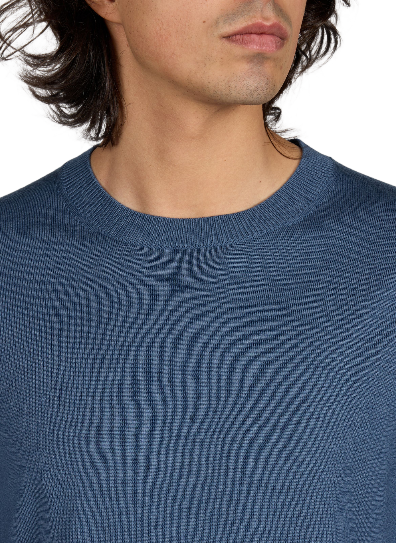 Pull col rond en laine mérinos AU PRINTEMPS PARIS Bleu