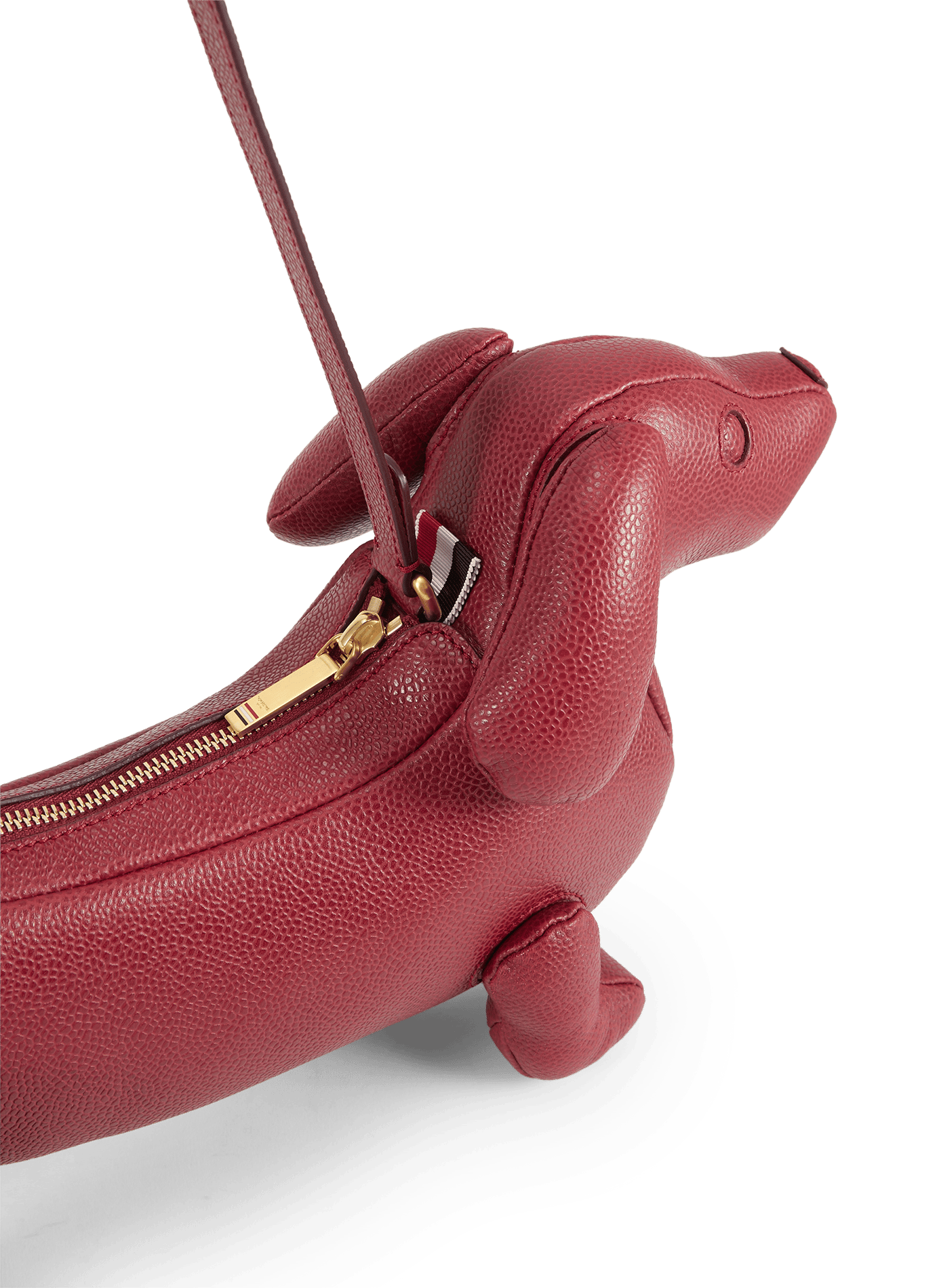 Sac épaule forme chien en cuir grainé THOM BROWNE Rouge