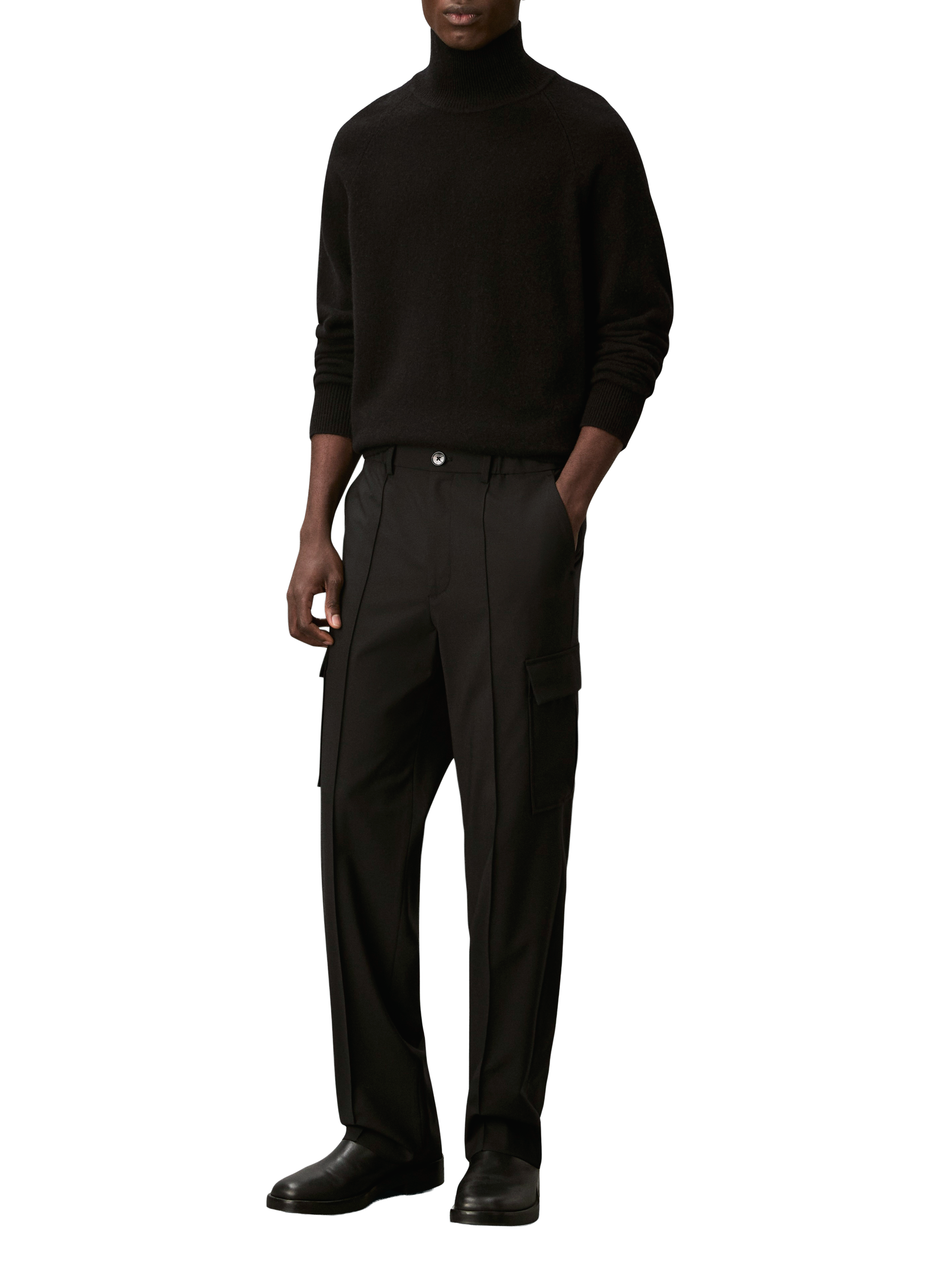 Recht cargo broek van Bengaline in gemengde wol CALVIN KLEIN Zwart