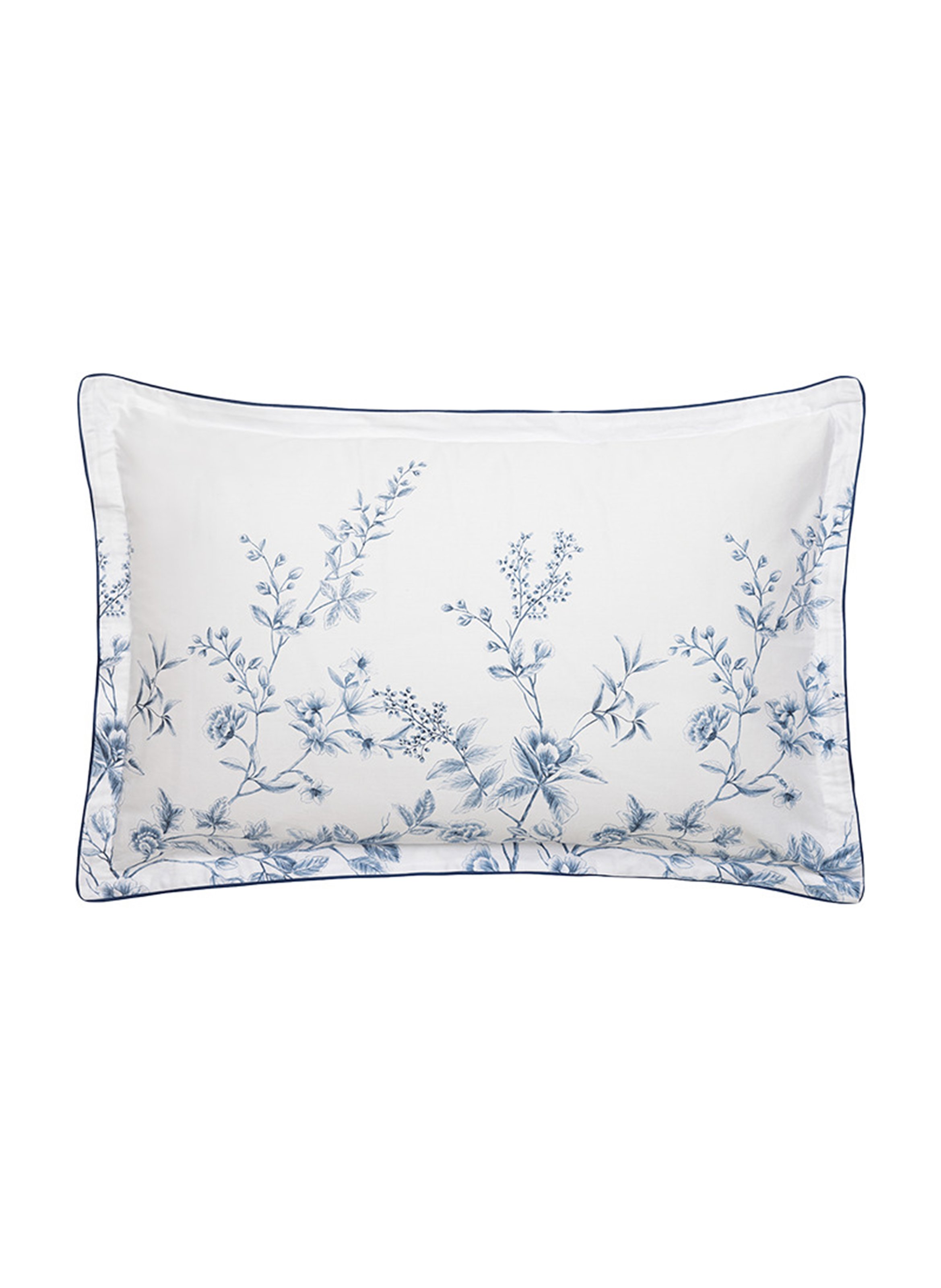 Taie d'oreiller imprimée en satin de coton bio, amboise ALEXANDRE TURPAULT Bleu