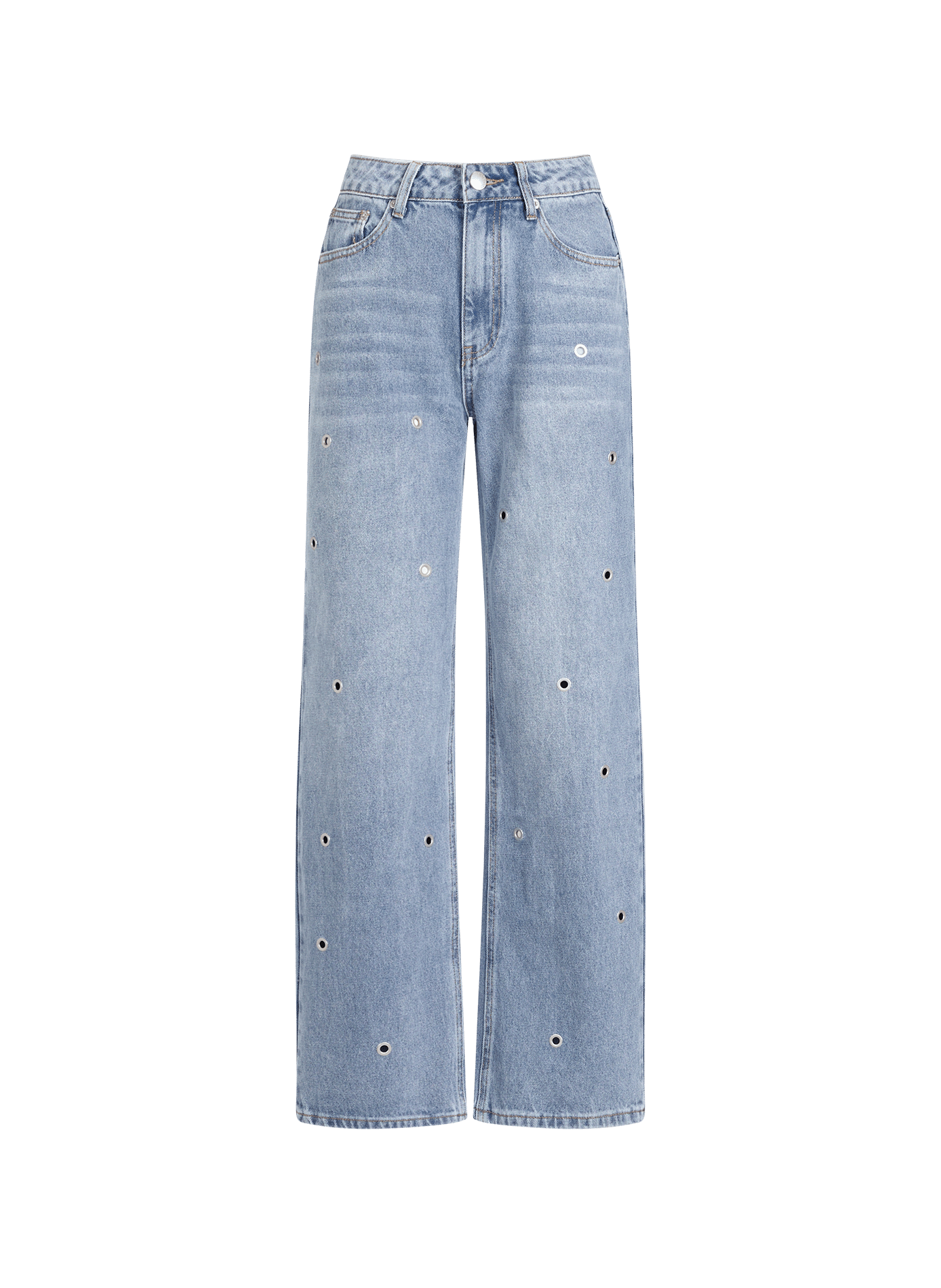 Jean Rayan perforé en coton SUNCOO Bleu