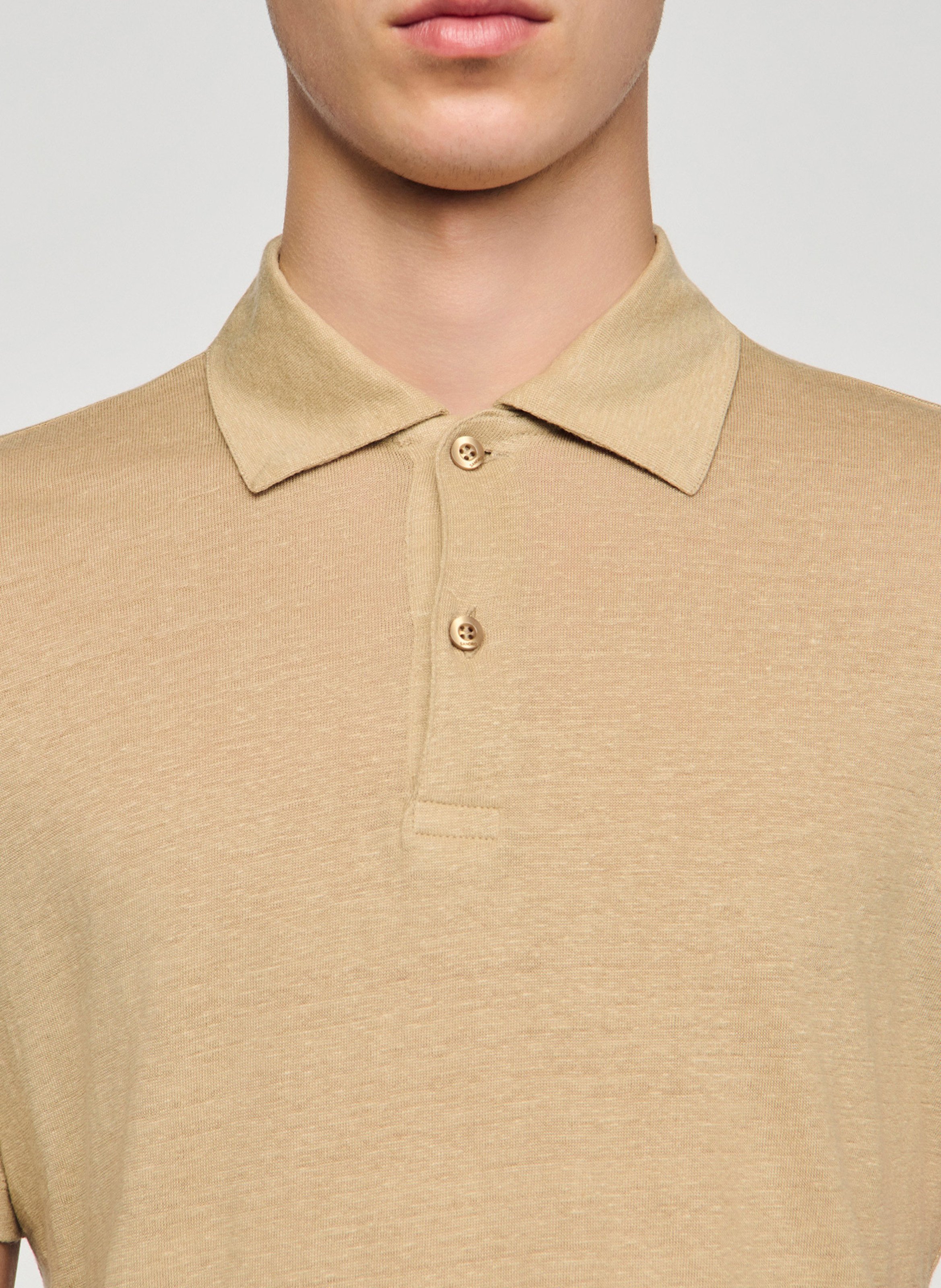 Polo regular-fit en lin SANDRO Beige