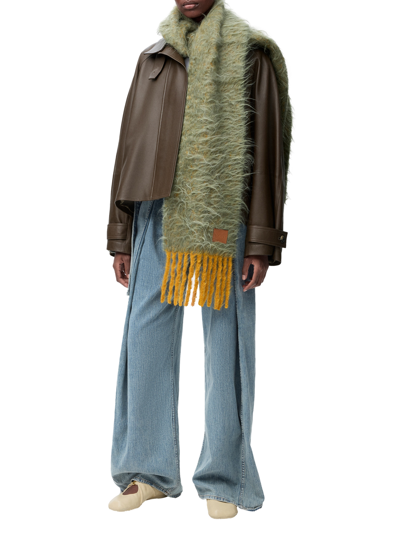 Jean ceinturé en denim de coton LOEWE Bleu