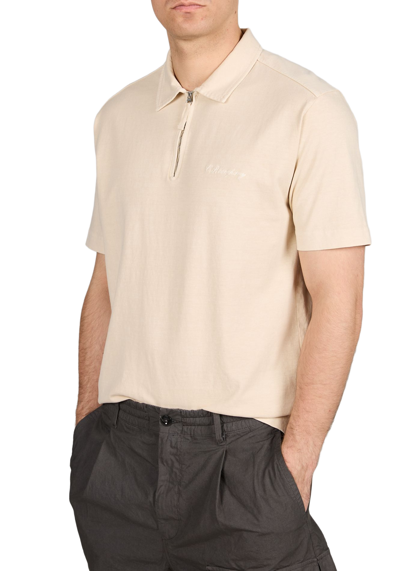 Straight cotton polo shirt CP COMPANY Beige