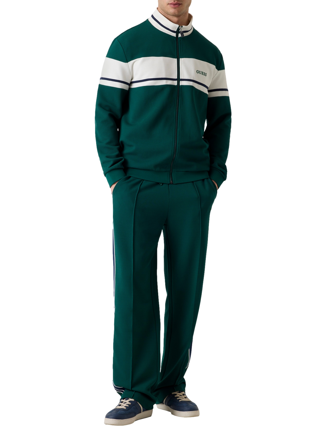 Zip-up sweatshirt with high collar GUESS Green