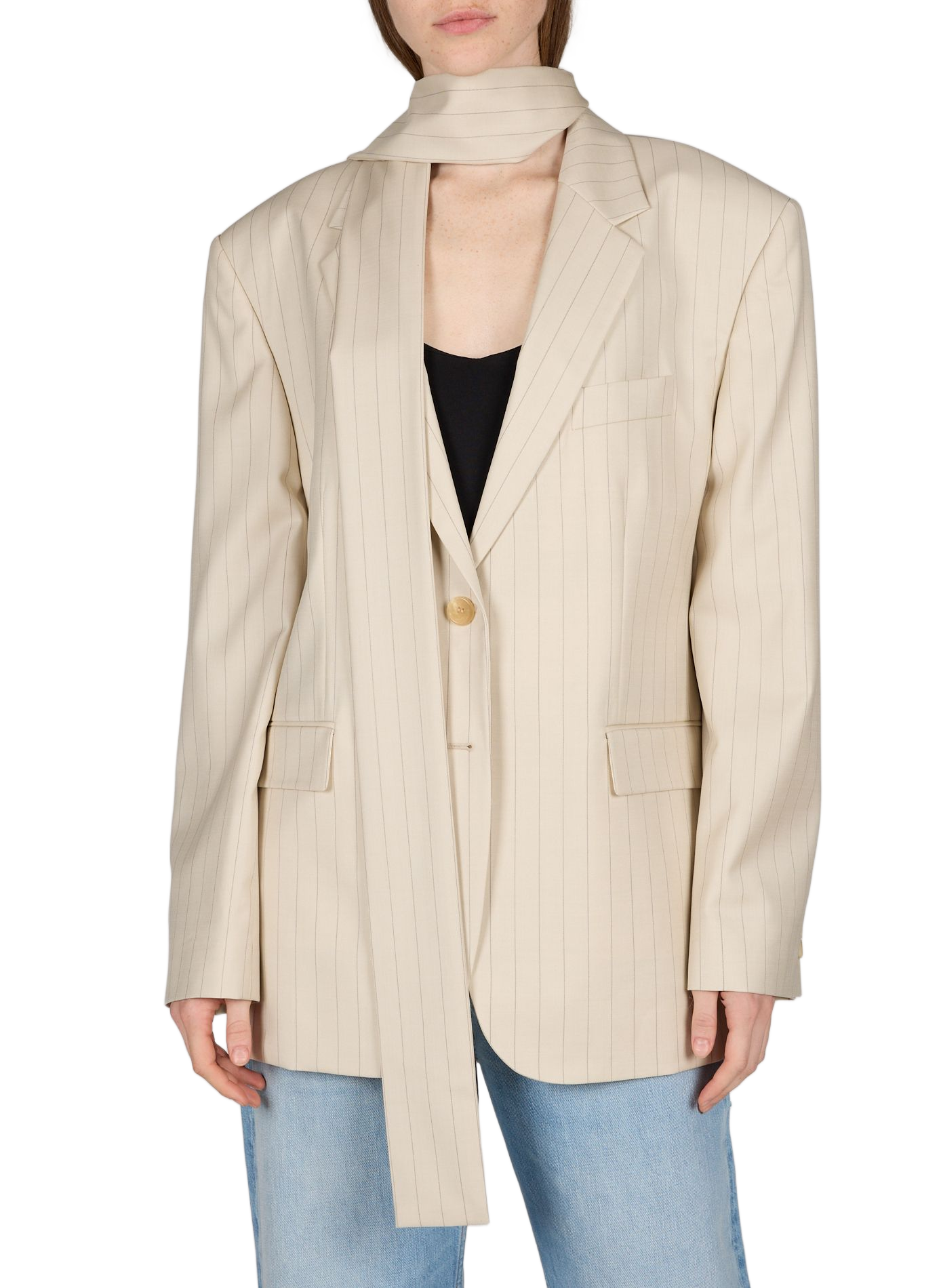 Striped blazer with matching scarf in wool ACNE STUDIOS White
