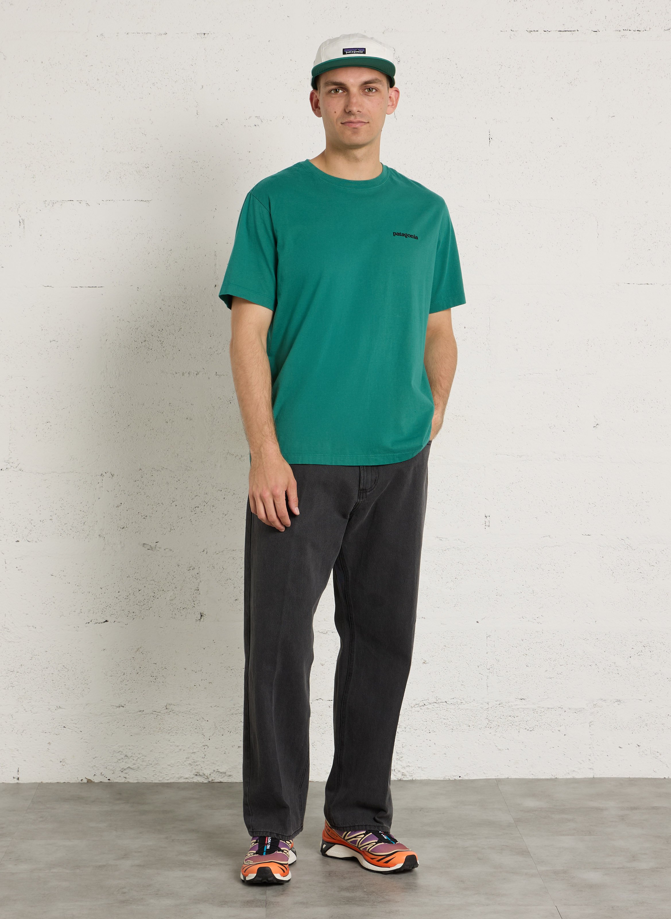 Oversized round neck T-shirt in organic cotton with screen printing PATAGONIA Green