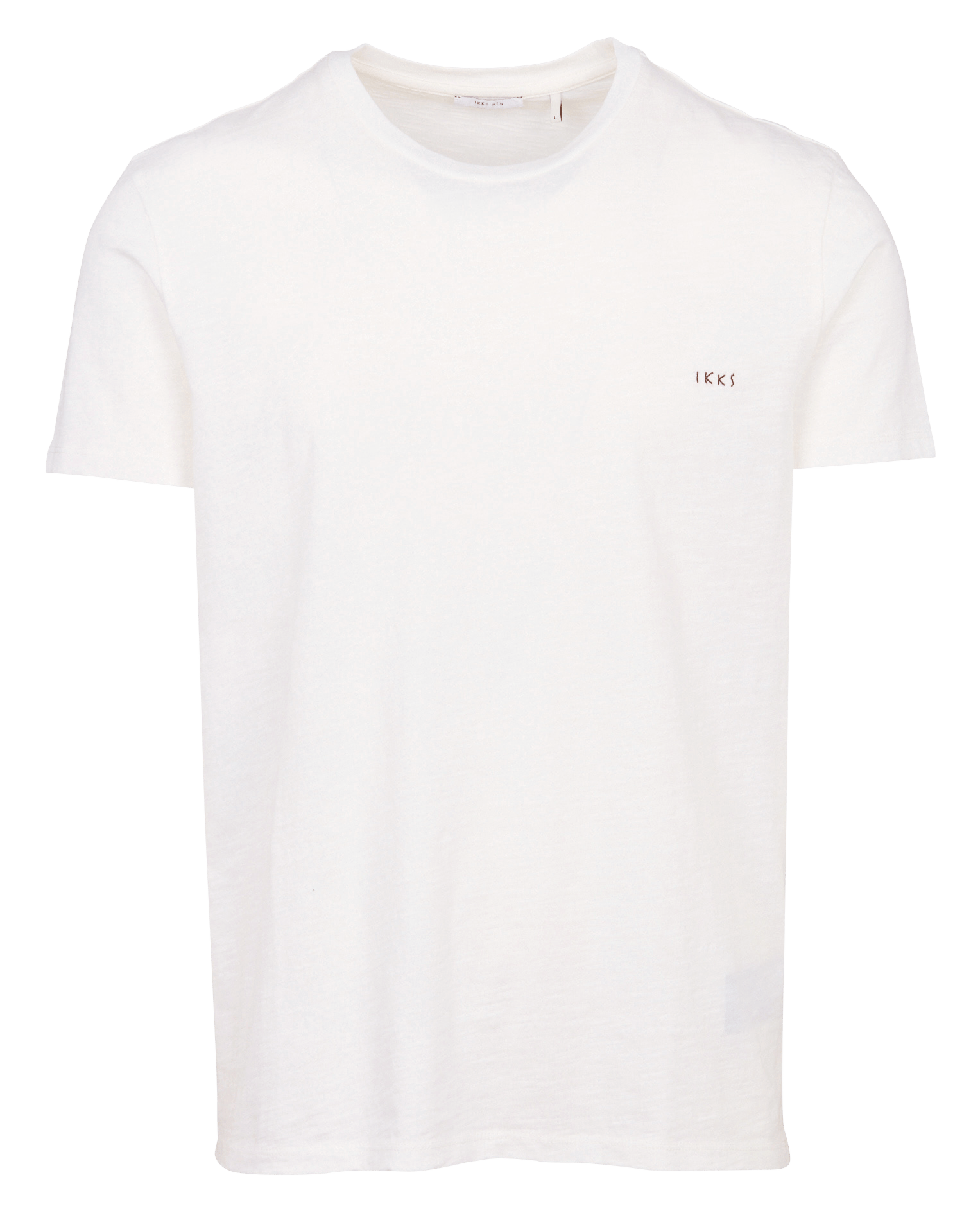 Tee-shirt droit col rond brodé en coton IKKS Blanc