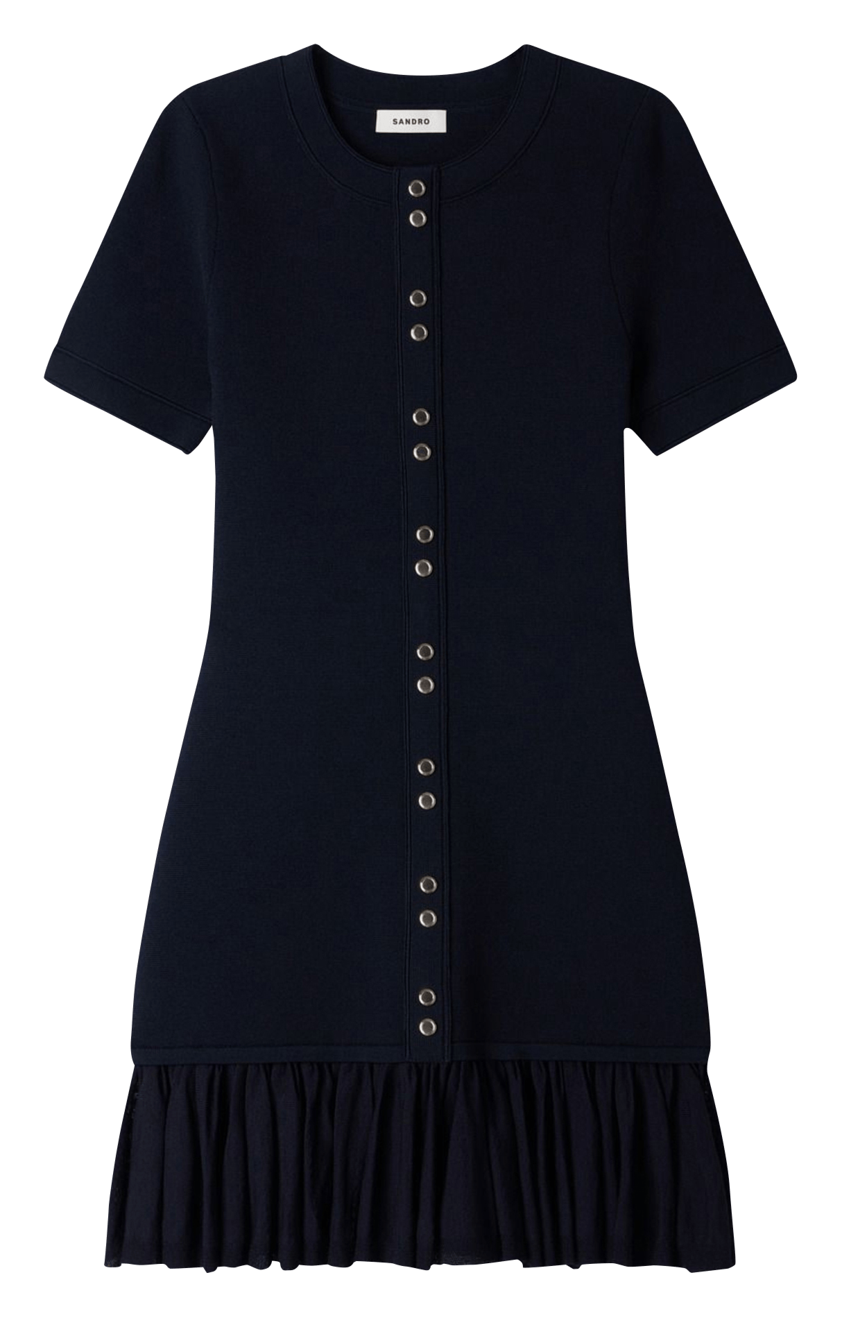 Robe courte ajustée col rond SANDRO Bleu