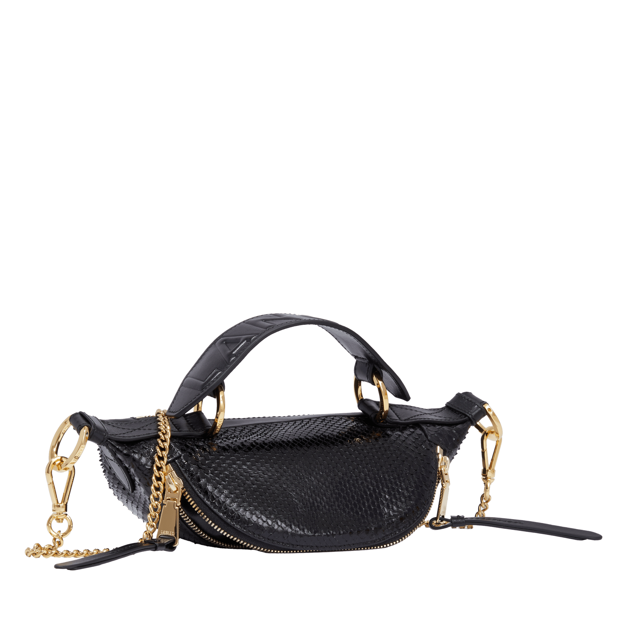 Sac porte croise origami de lancel en python & cuir de vachette lisse LANCEL Noir