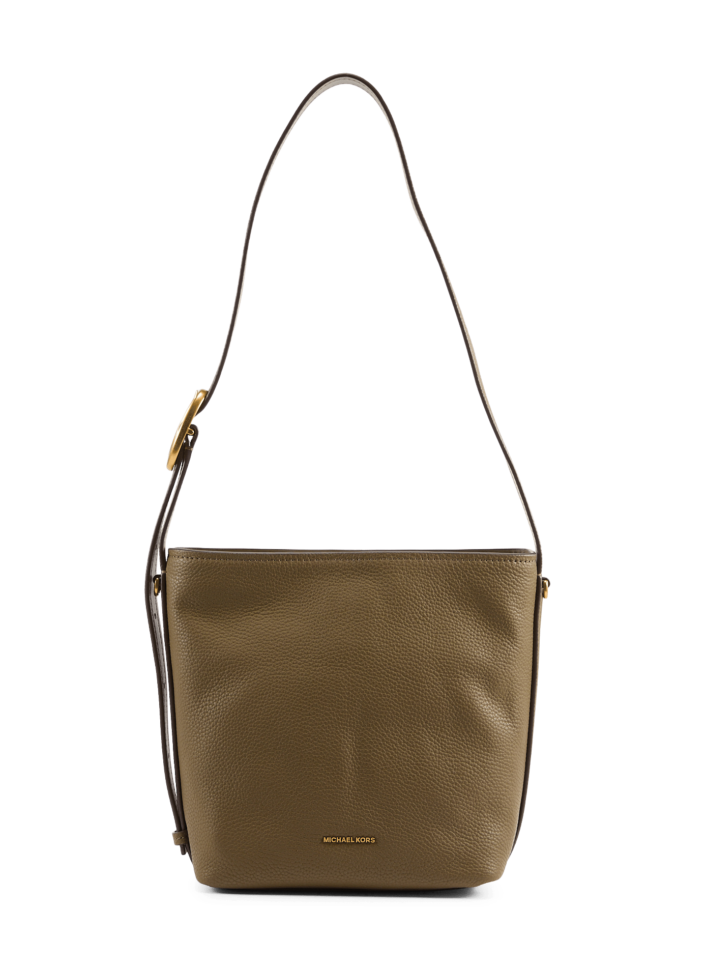Bucket bag with chain detail in grained leather MICHAEL KORS Brown