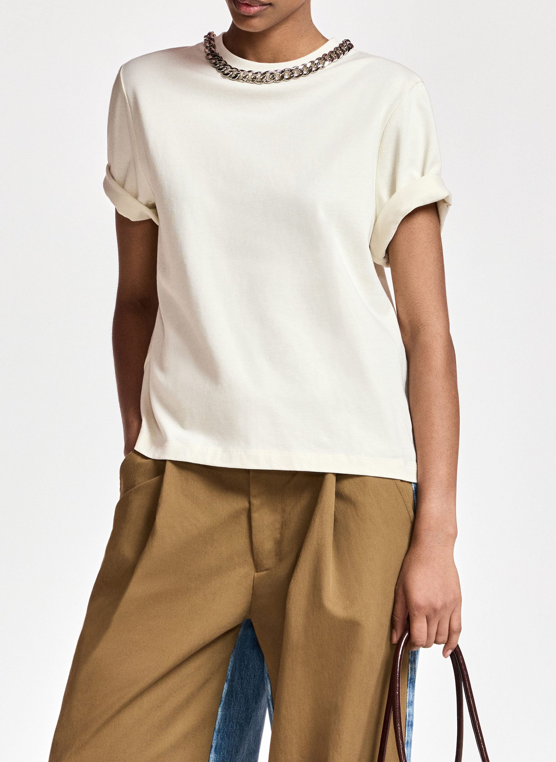 T-shirt ample avec collier en chaîne en coton bio klaim ESSENTIEL ANTWERP Blanc