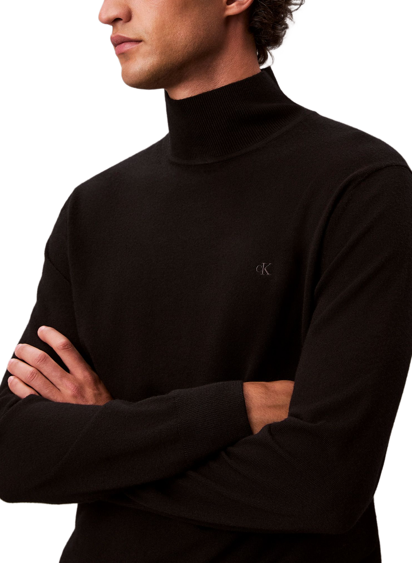 Wollpullover mit Stehkragen aus Merinowolle CALVIN KLEIN Schwarz