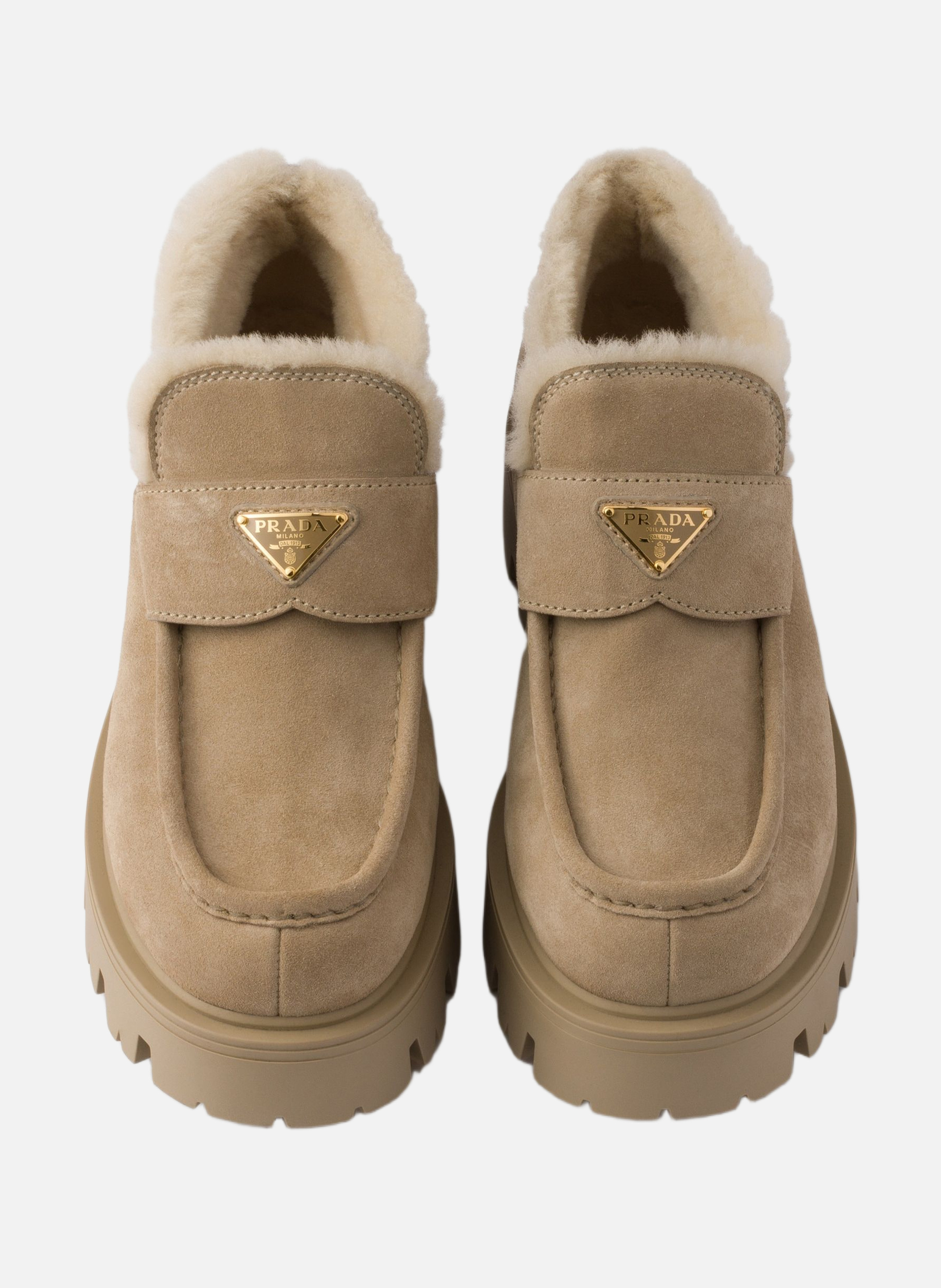 Mocassins en veau velours PRADA Beige