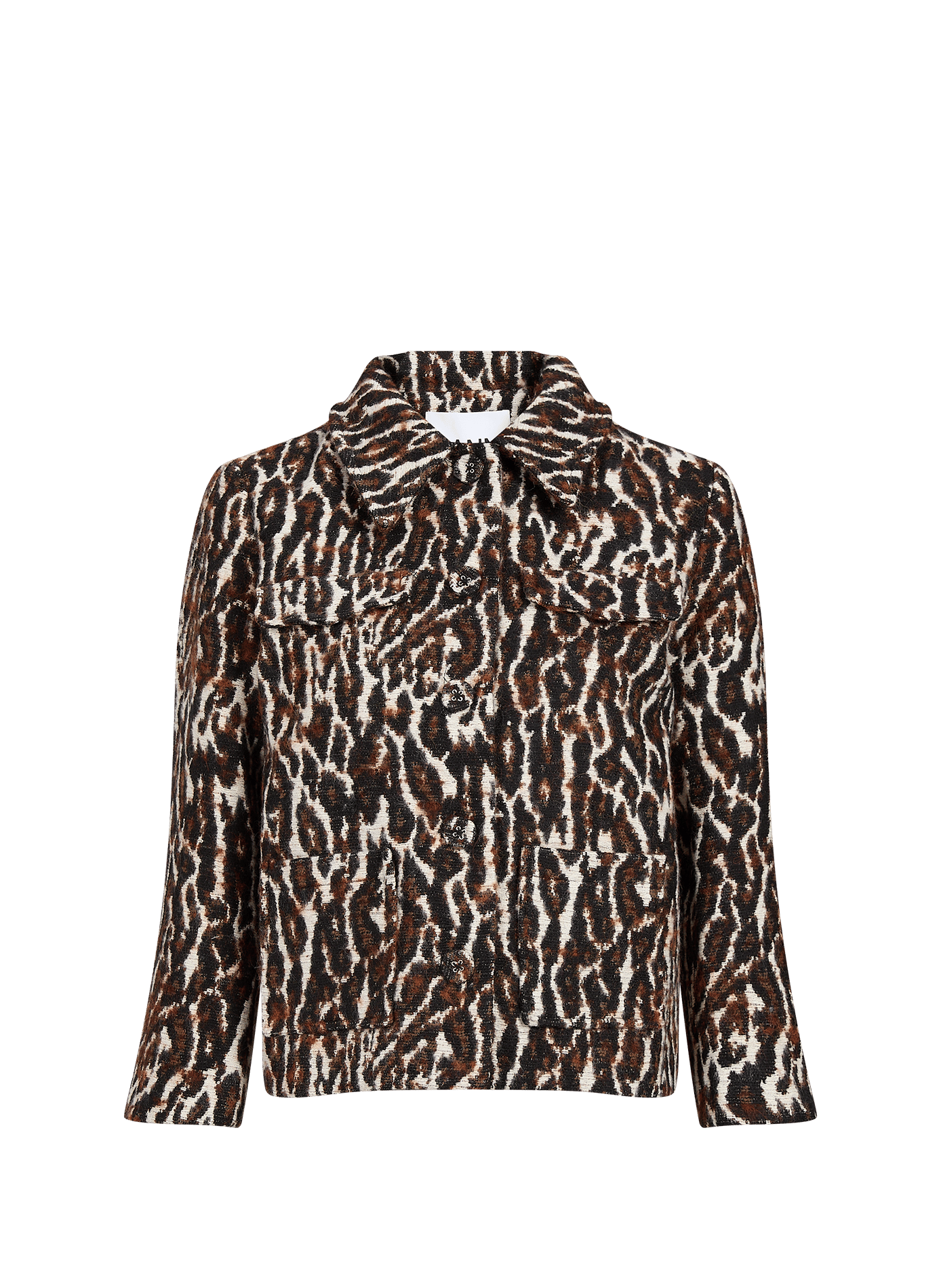 Short blazer in a cotton-blend leopard jacquard GANNI Multicolour