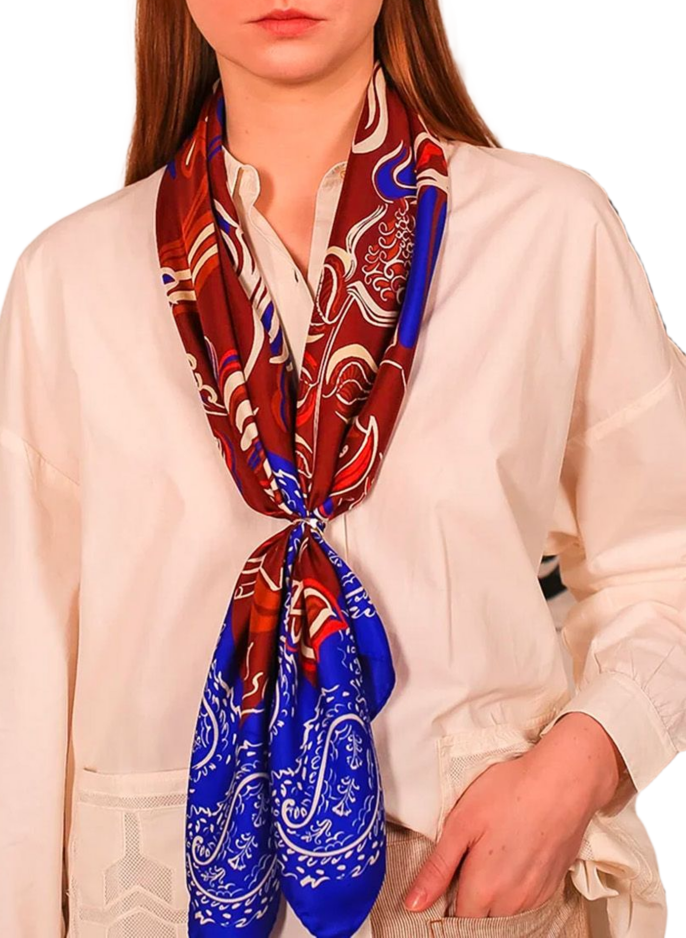Bedrucktes Seidentuch PETITJEAN PARIS Blau