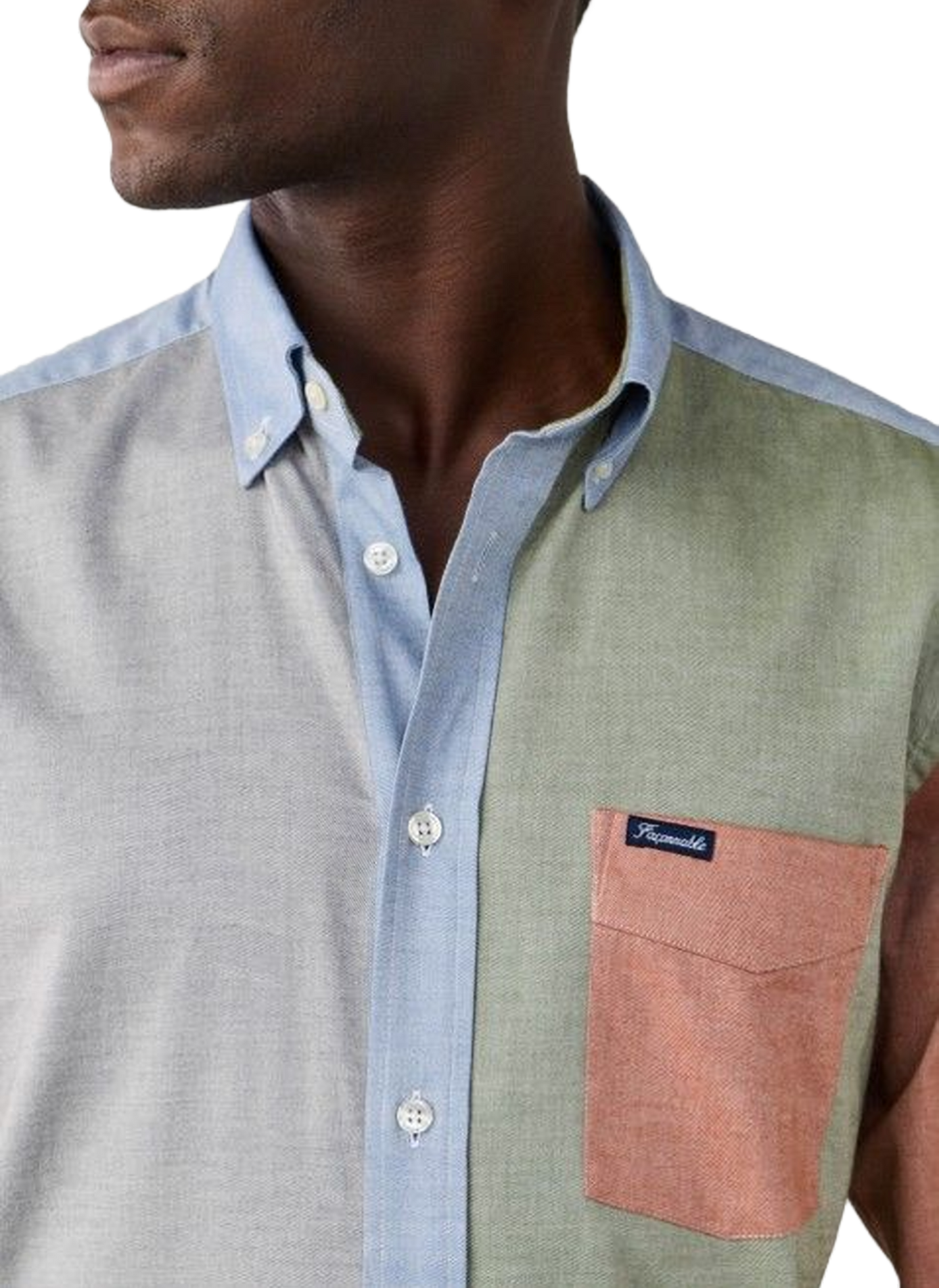Chemise col classique manches contrastantes en coton FACONNABLE Beige